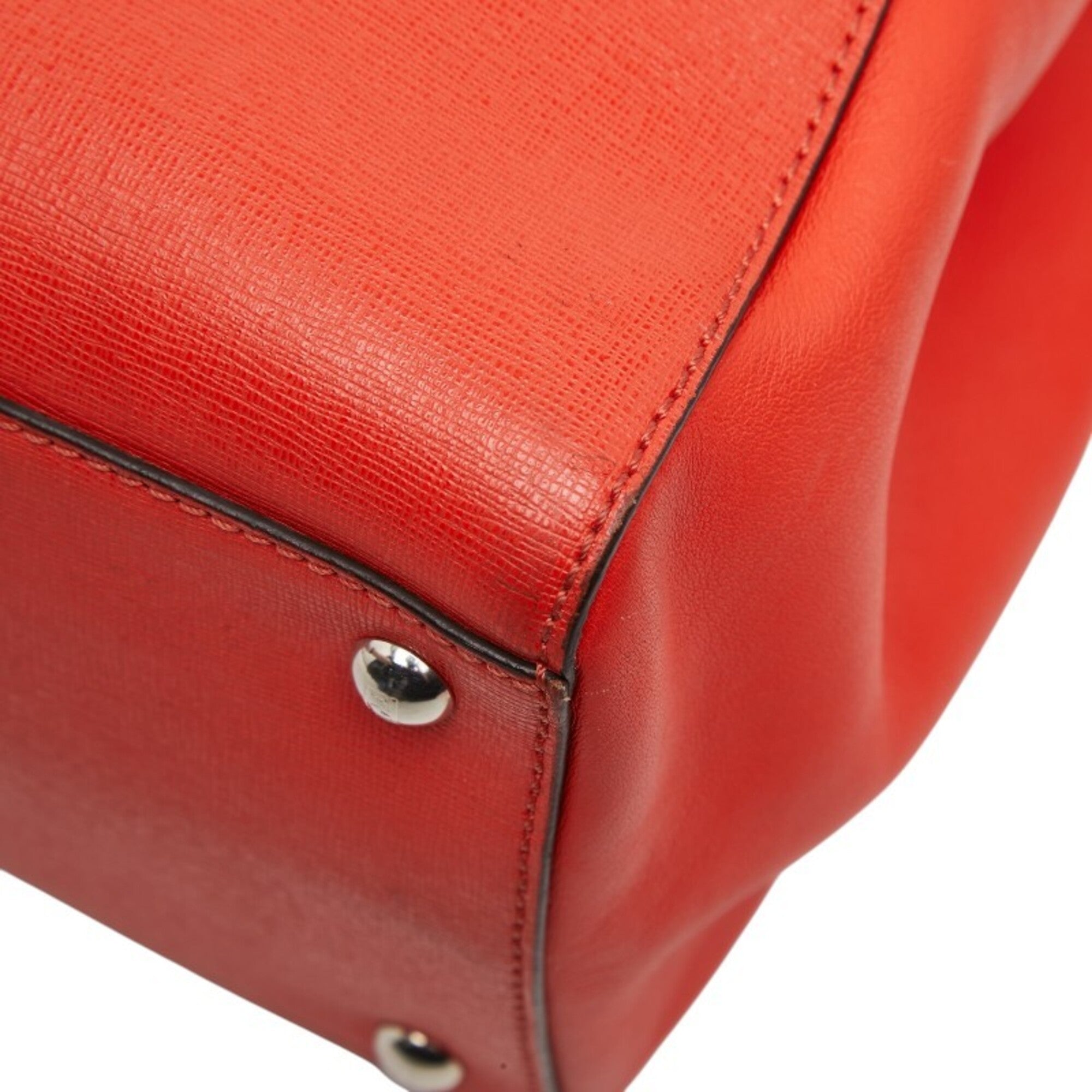 Fendi Red Color Leather Handbag Shoulder Bag (Pre-Owned)