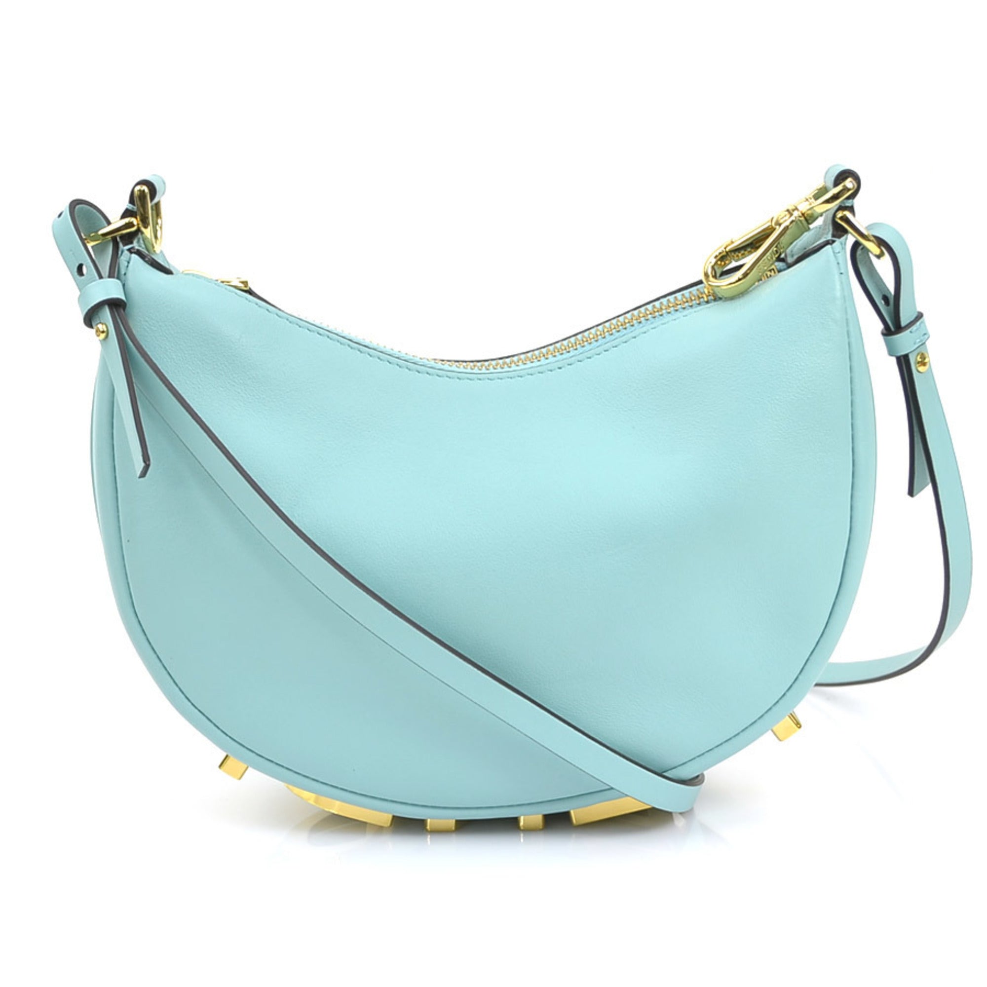 Fendi Light Blue Leather Shoulder Bag (Pre-Owned)