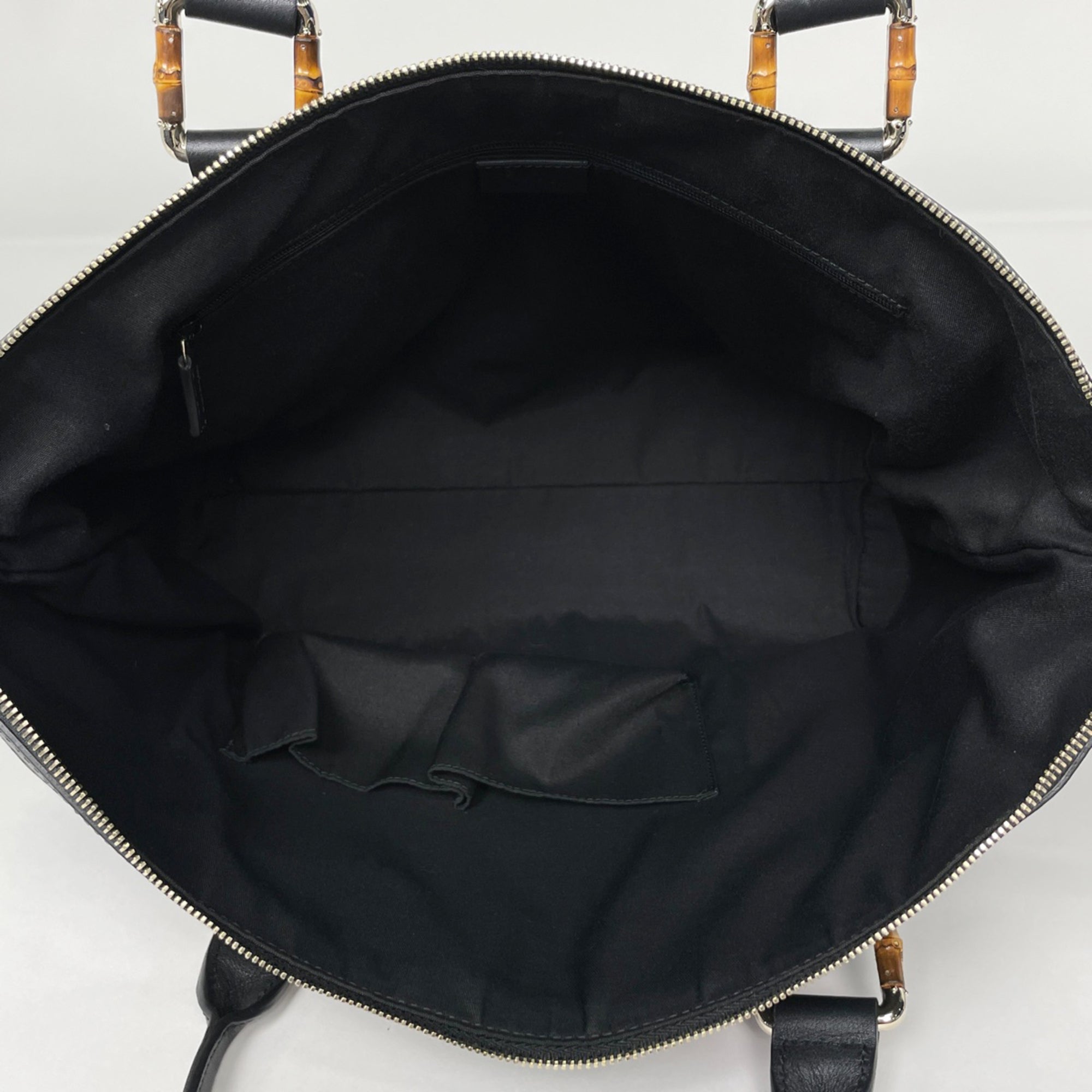 Gucci Black Bamboo Leather Tote Bag (Pre-Owned)