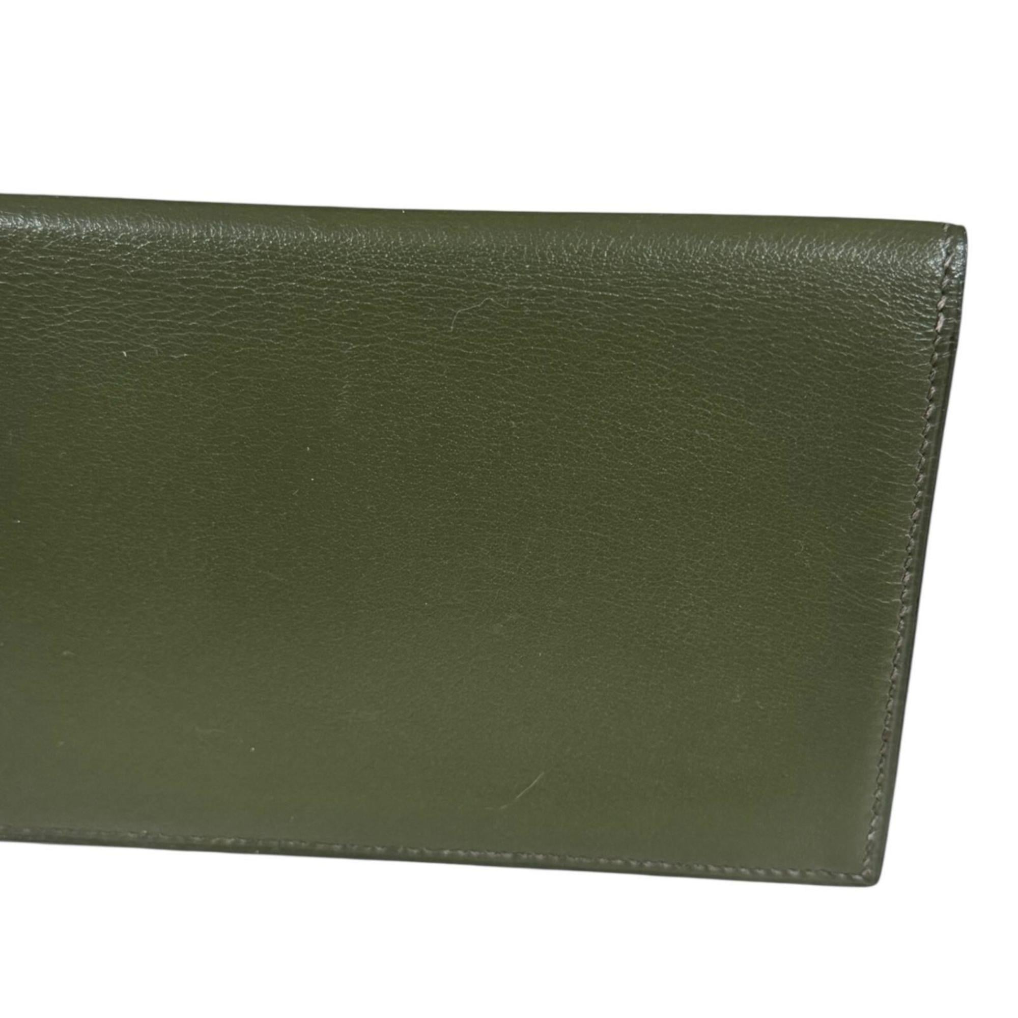 Hermes Green Leather Long Bill Wallet (Bi-Fold) (Pre-Owned)