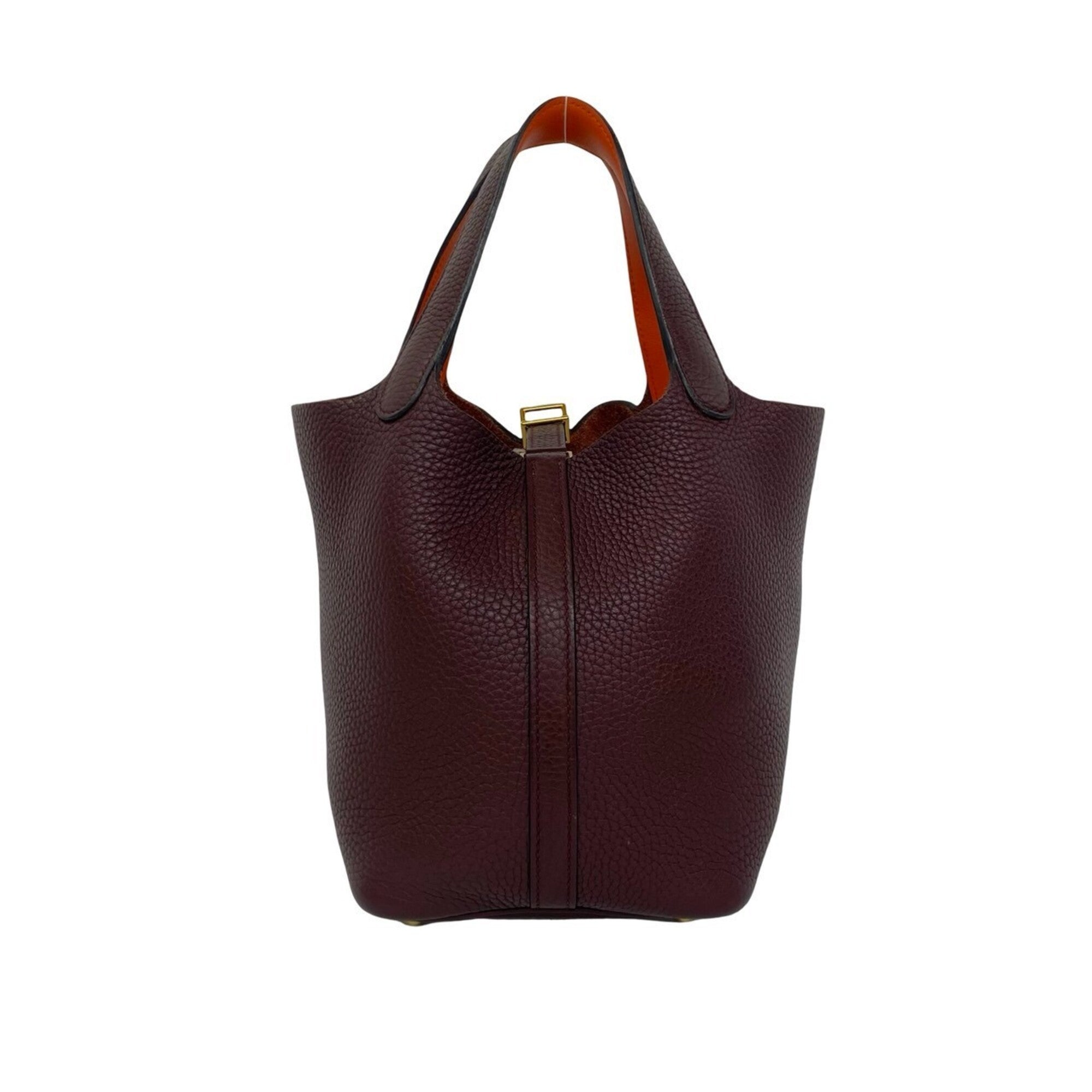 Hermes Orange Red Color Wine Taurillon Clemence Leather Swift Leather Handbag (Pre-Owned)
