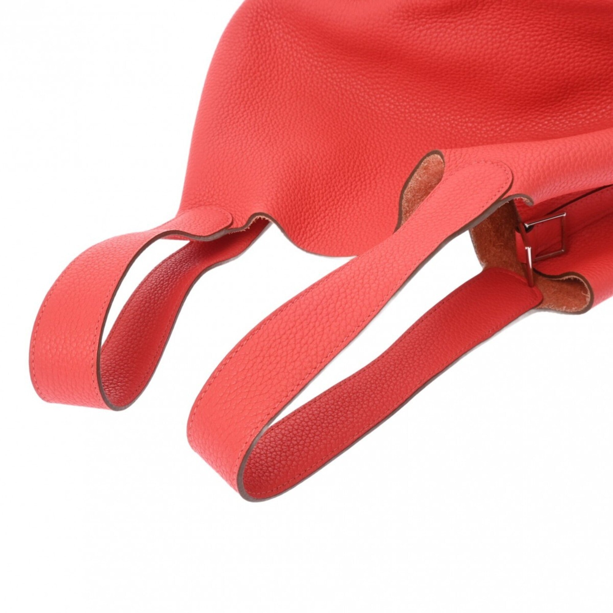 Hermes Red Color Taurillon Clemence Leather Handbag (Pre-Owned)
