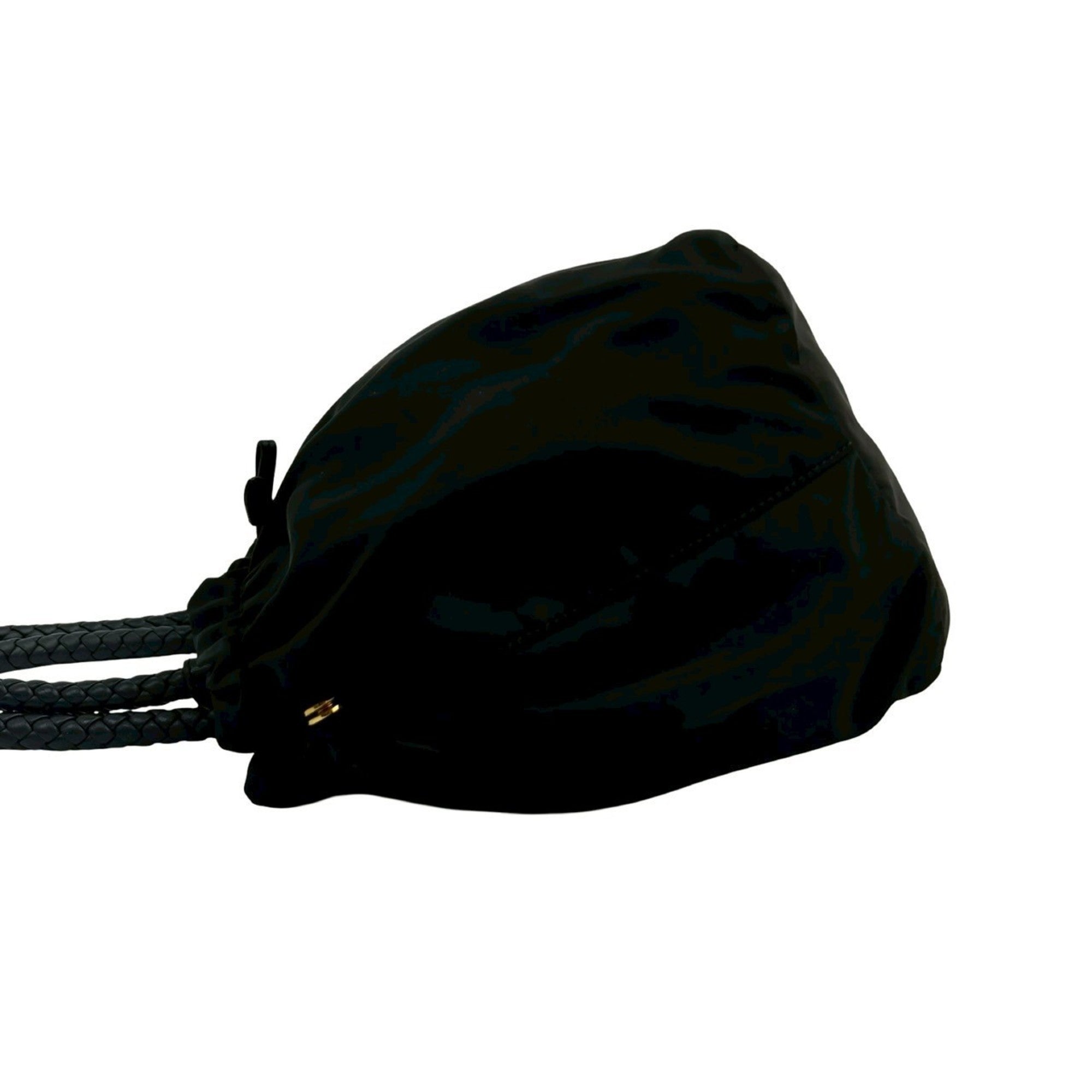 Prada Black Nylon Leather Handbag Shoulder Bag (Pre-Owned)