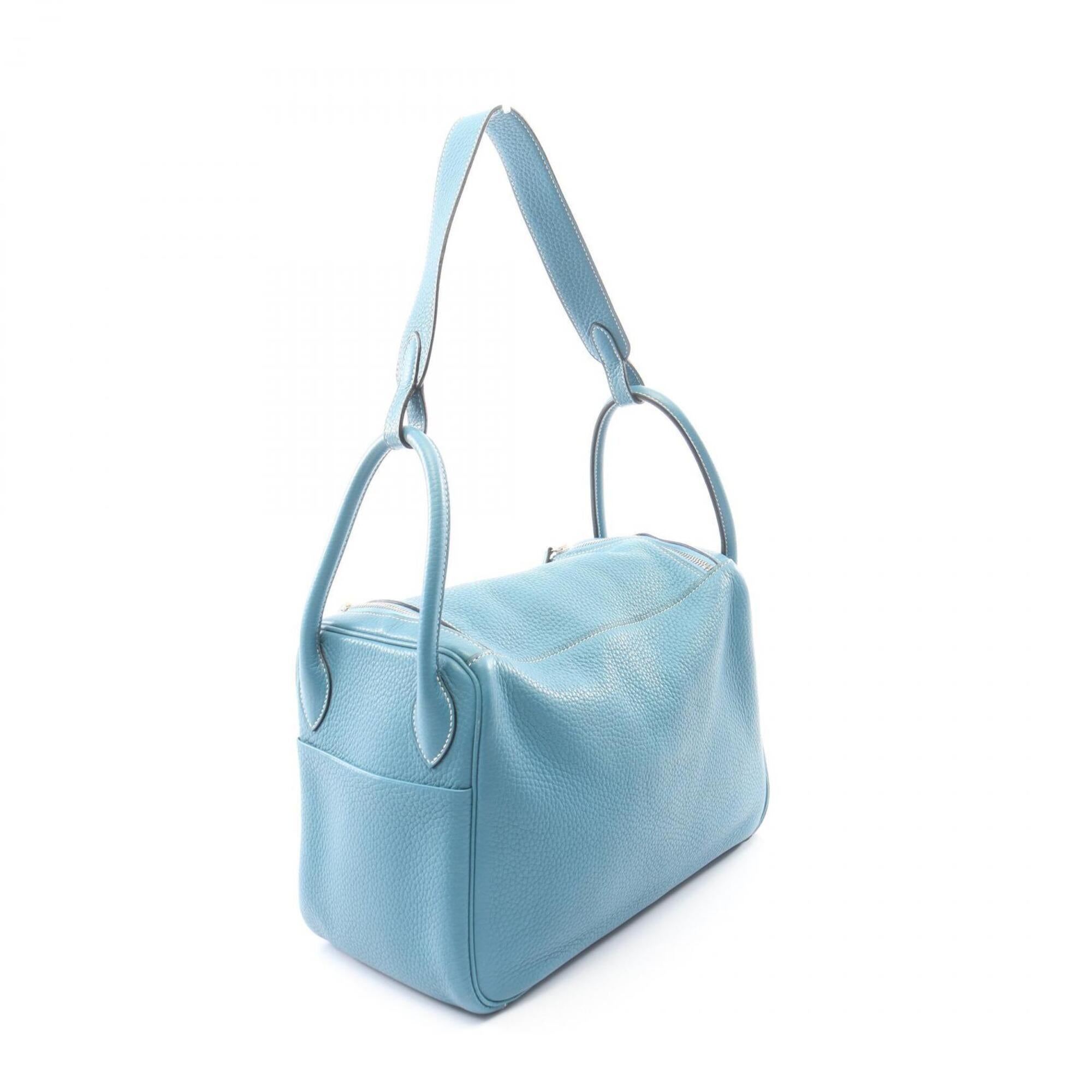 Hermes Blue Blue Jean Taurillon Clemence Leather Leather Handbag Shoulder Bag (Pre-Owned)