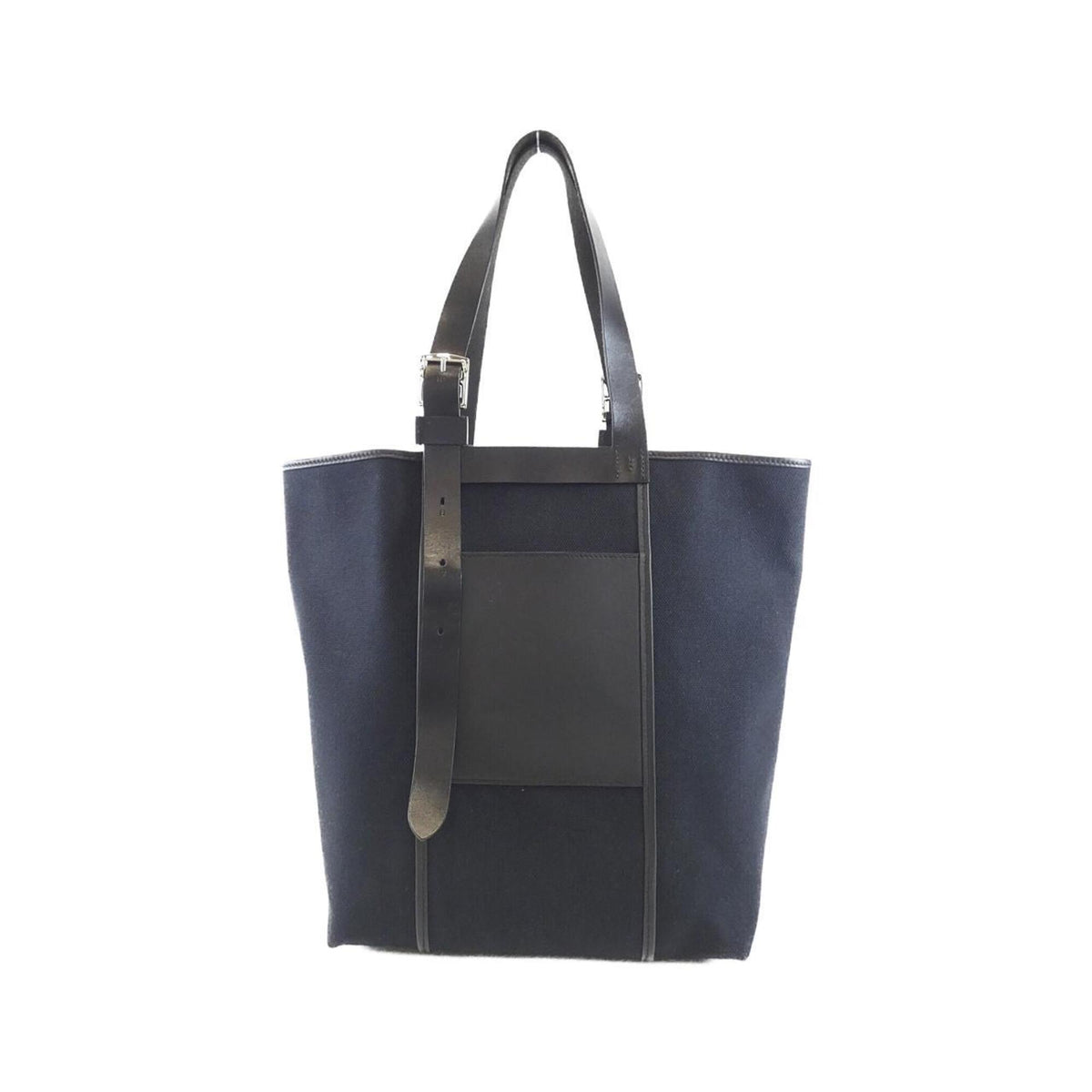Hermes Black Cotton Canvas Leather Swift Leather Handbag (Pre-Owned)
