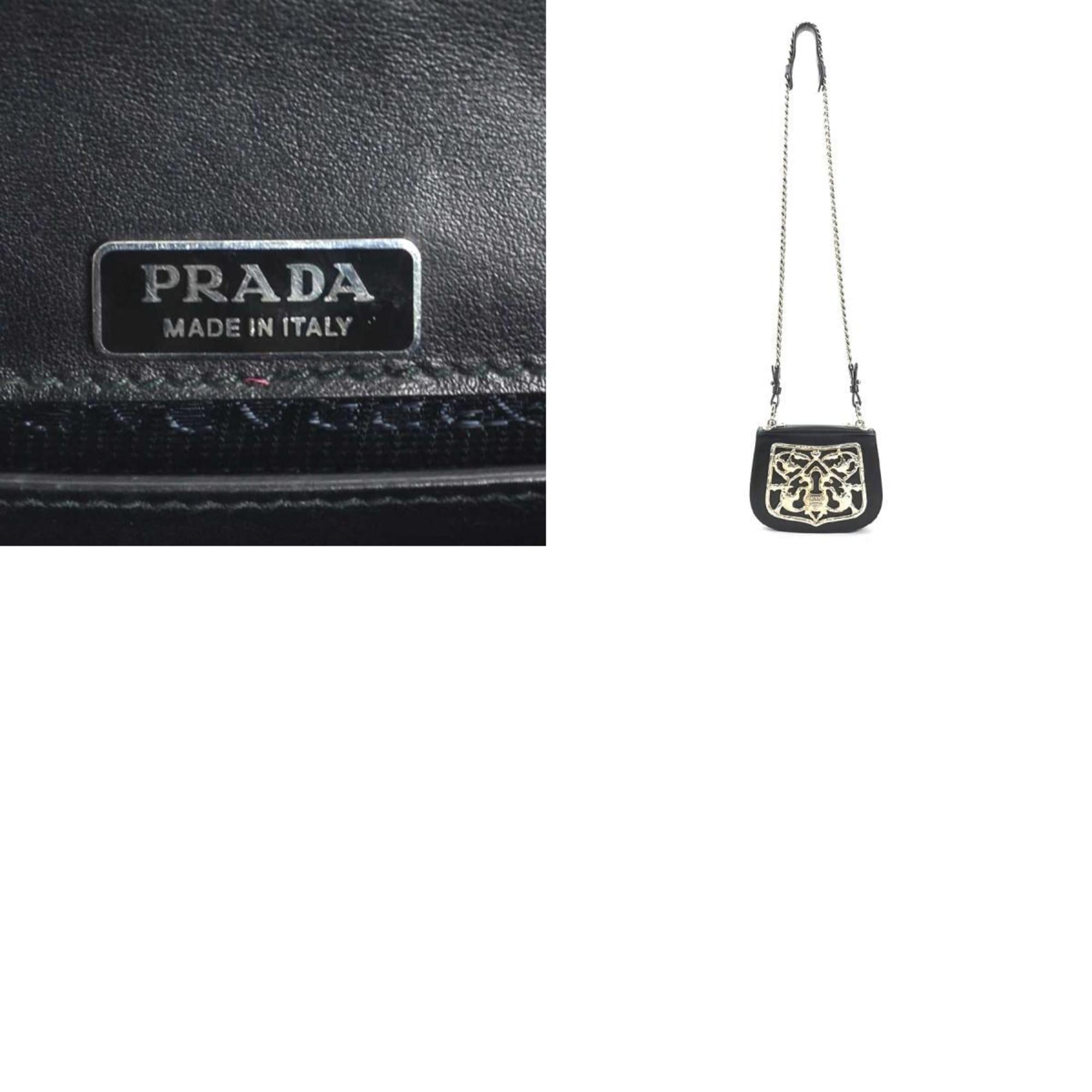 Prada Black Leather Metal Shoulder Bag (Pre-Owned)