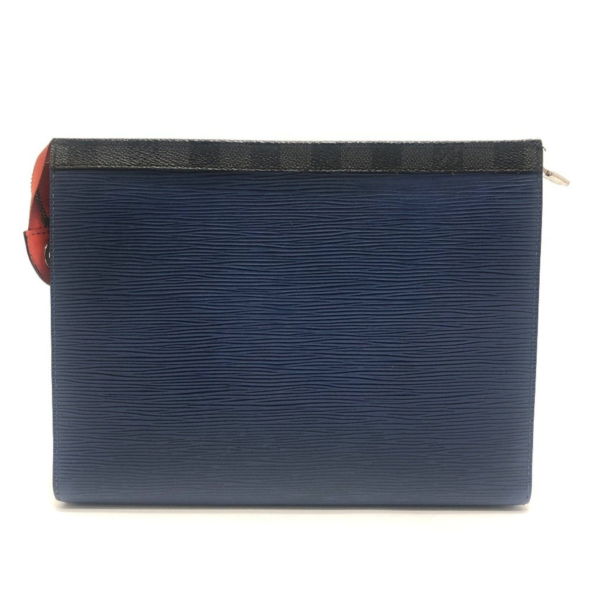 Louis Vuitton Blue Damier Graphite Canvas Epi Leather Clutch Bag (Pre-Owned)