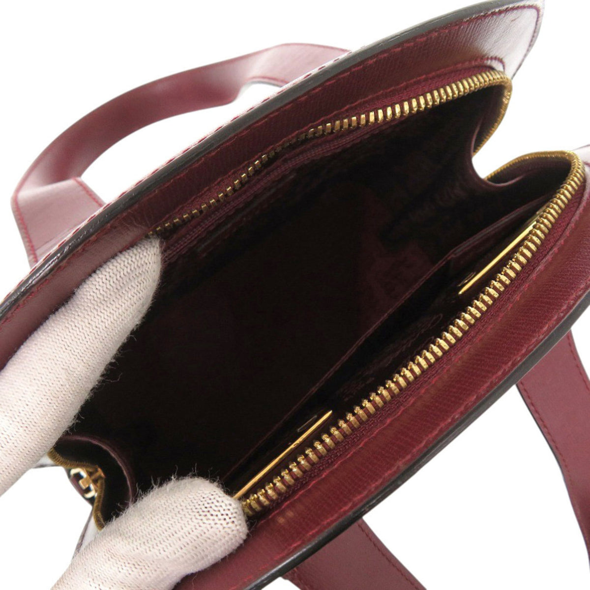 Cartier Bordeaux Red Color Leather Handbag (Pre-Owned)