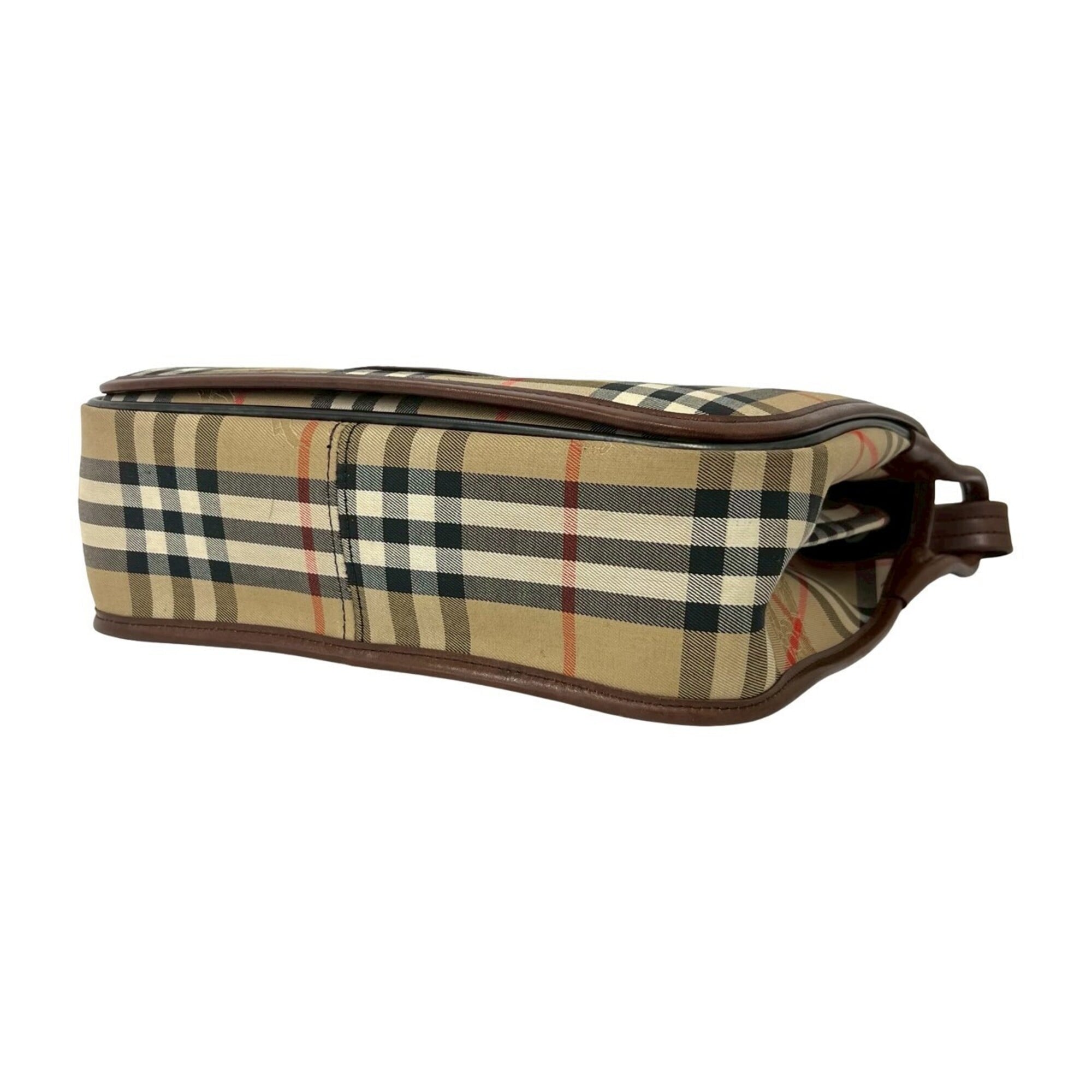 Burberry Beige Brown Canvas Leather Shoulder Bag (Pre-Owned)