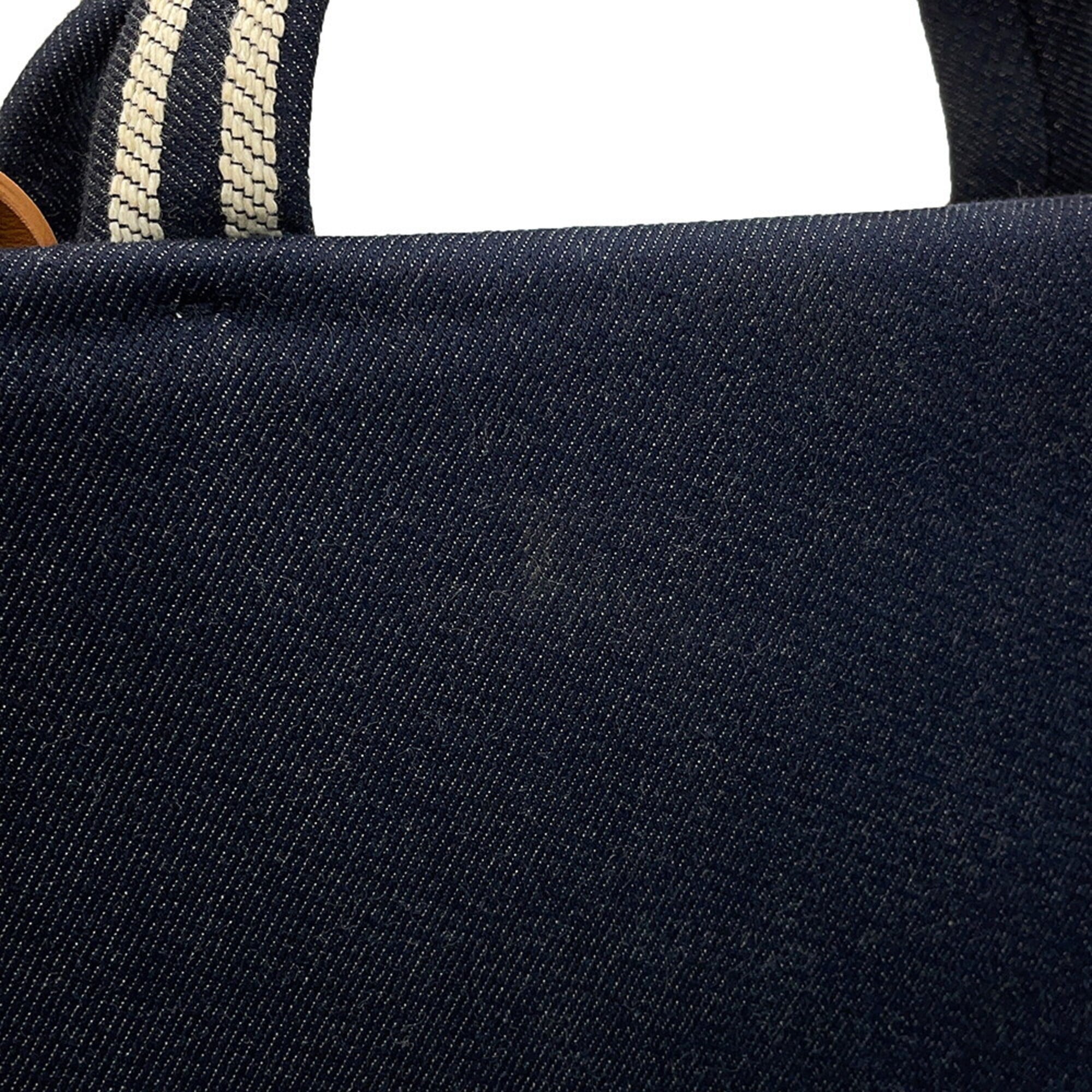 Chanel Denim Navy Denim Leather Handbag Shoulder Bag Tote Bag (Pre-Owned)