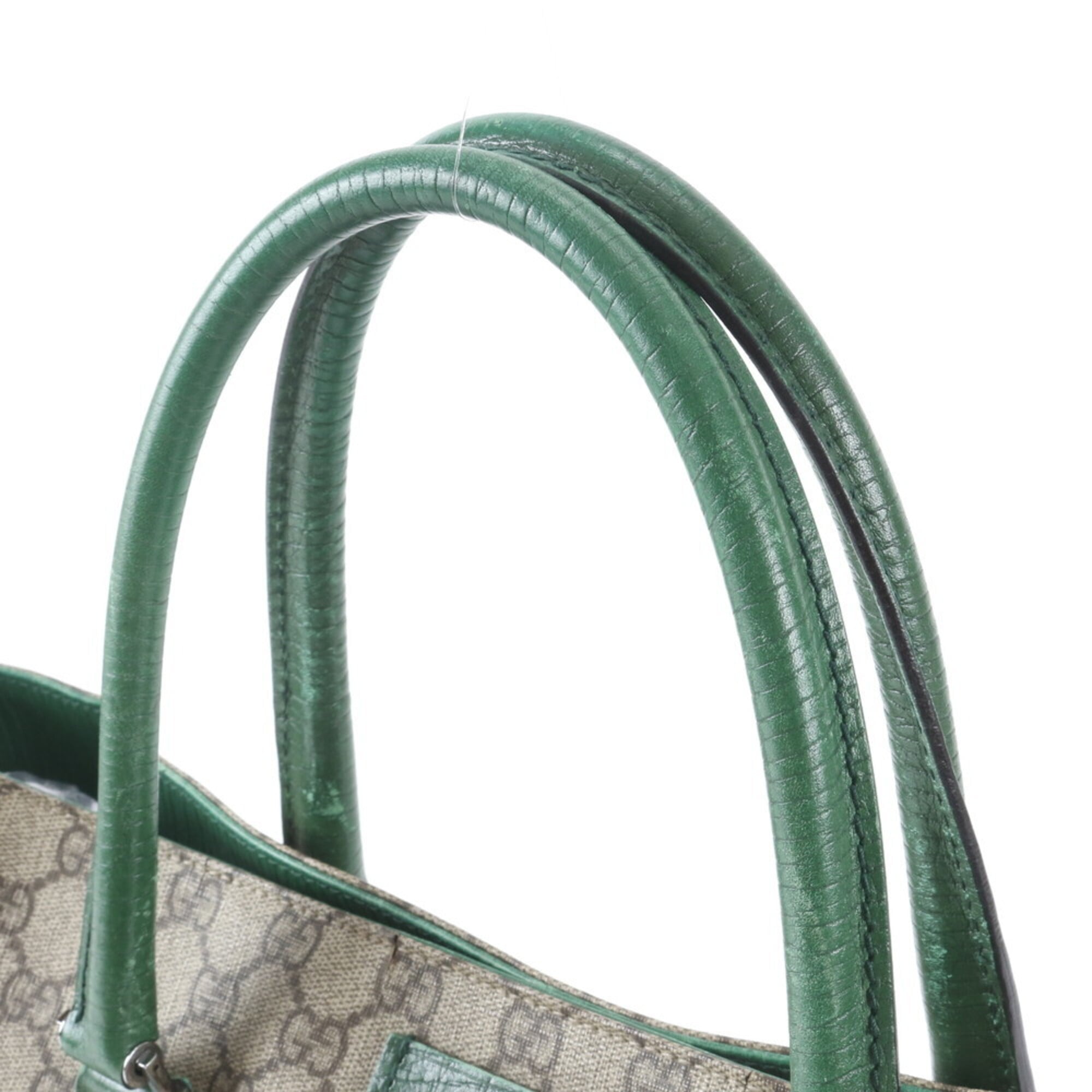 Gucci Grayish Green Gg Supreme Handbag Tote Bag (Pre-Owned)