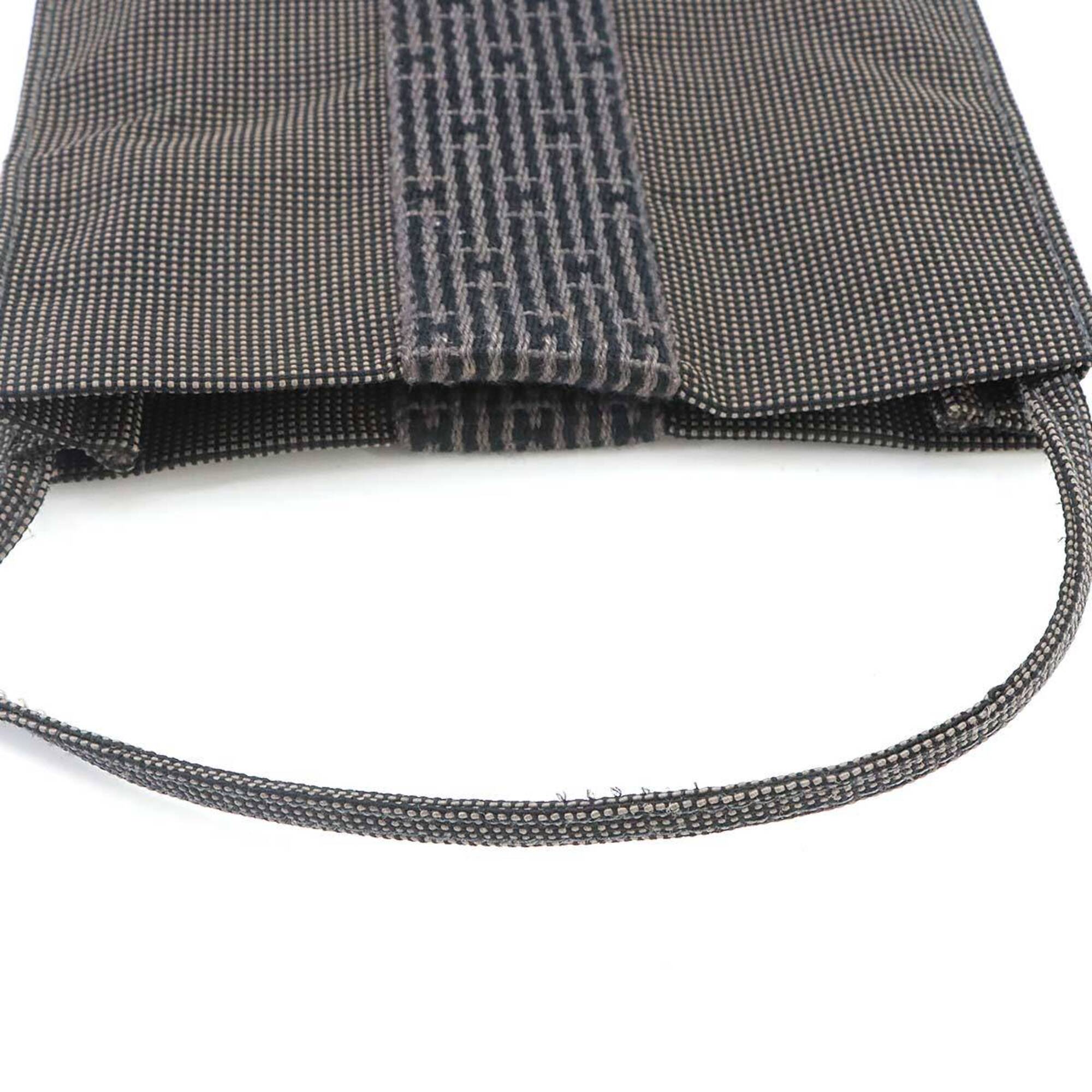 Hermes Gray Canvas Handbag Pochette Shoulder Bag (Pre-Owned)