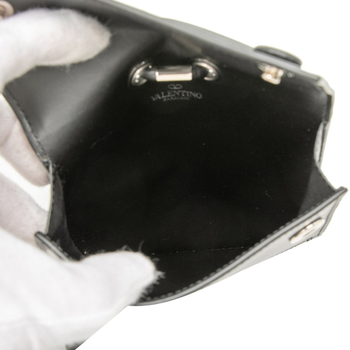 Valentino Black White Leather Shoulder Bag (Pre-Owned)