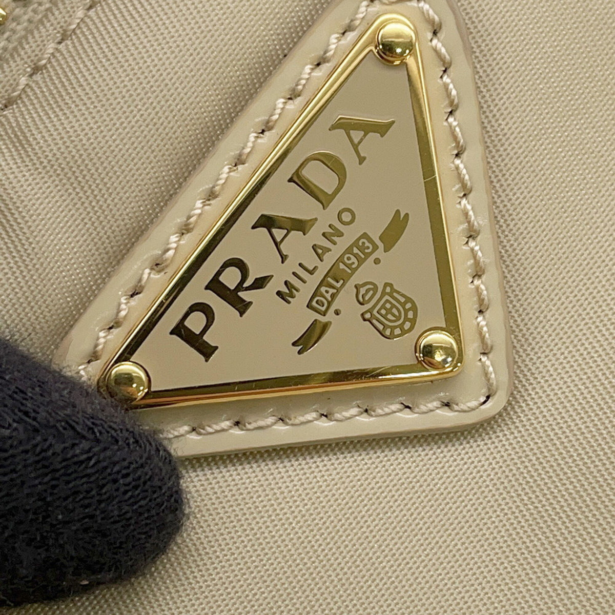 Prada Beige Nylon Leather Shoulder Bag (Pre-Owned)