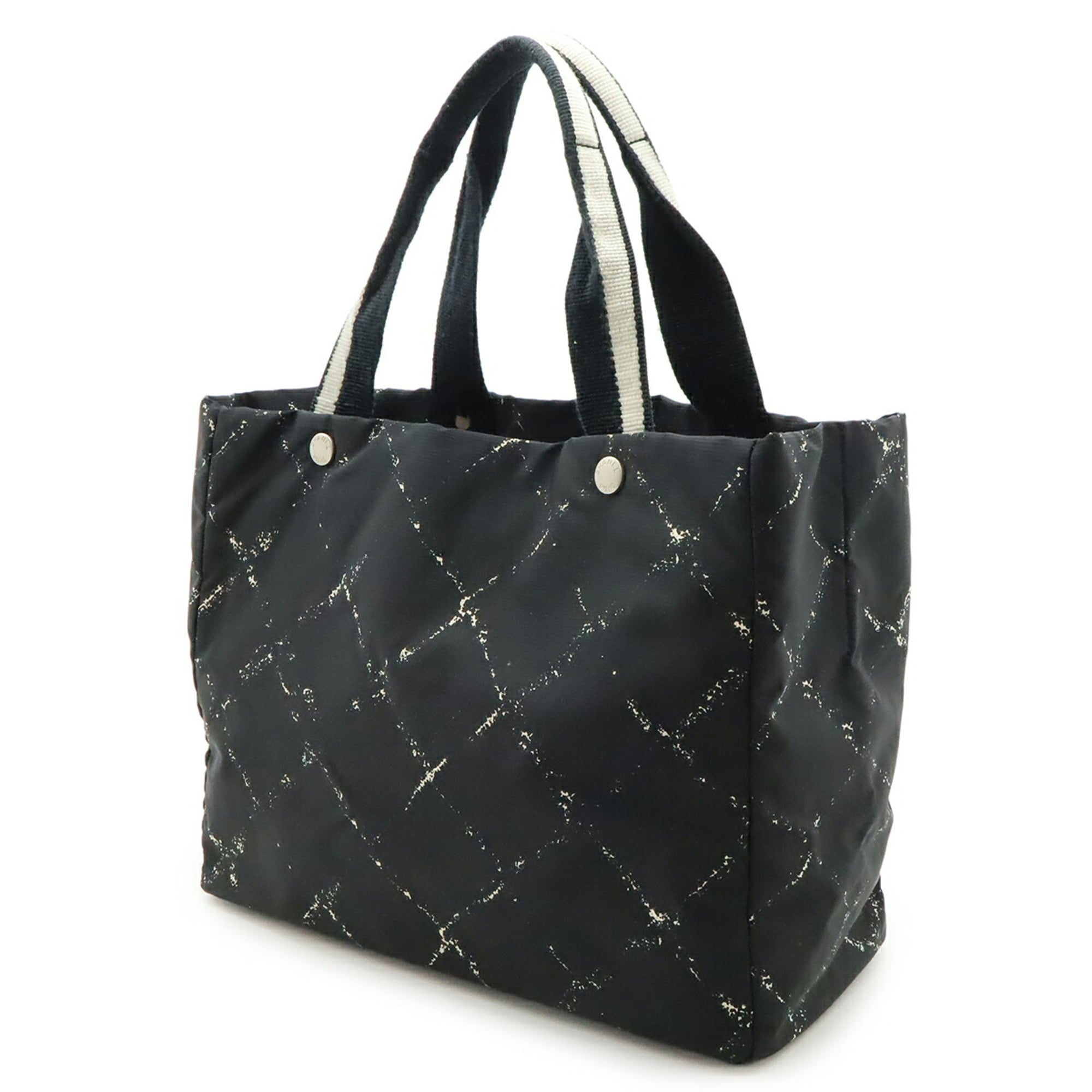 Chanel Black Red Color Nylon Shoulder Bag Tote Bag (Pre-Owned)