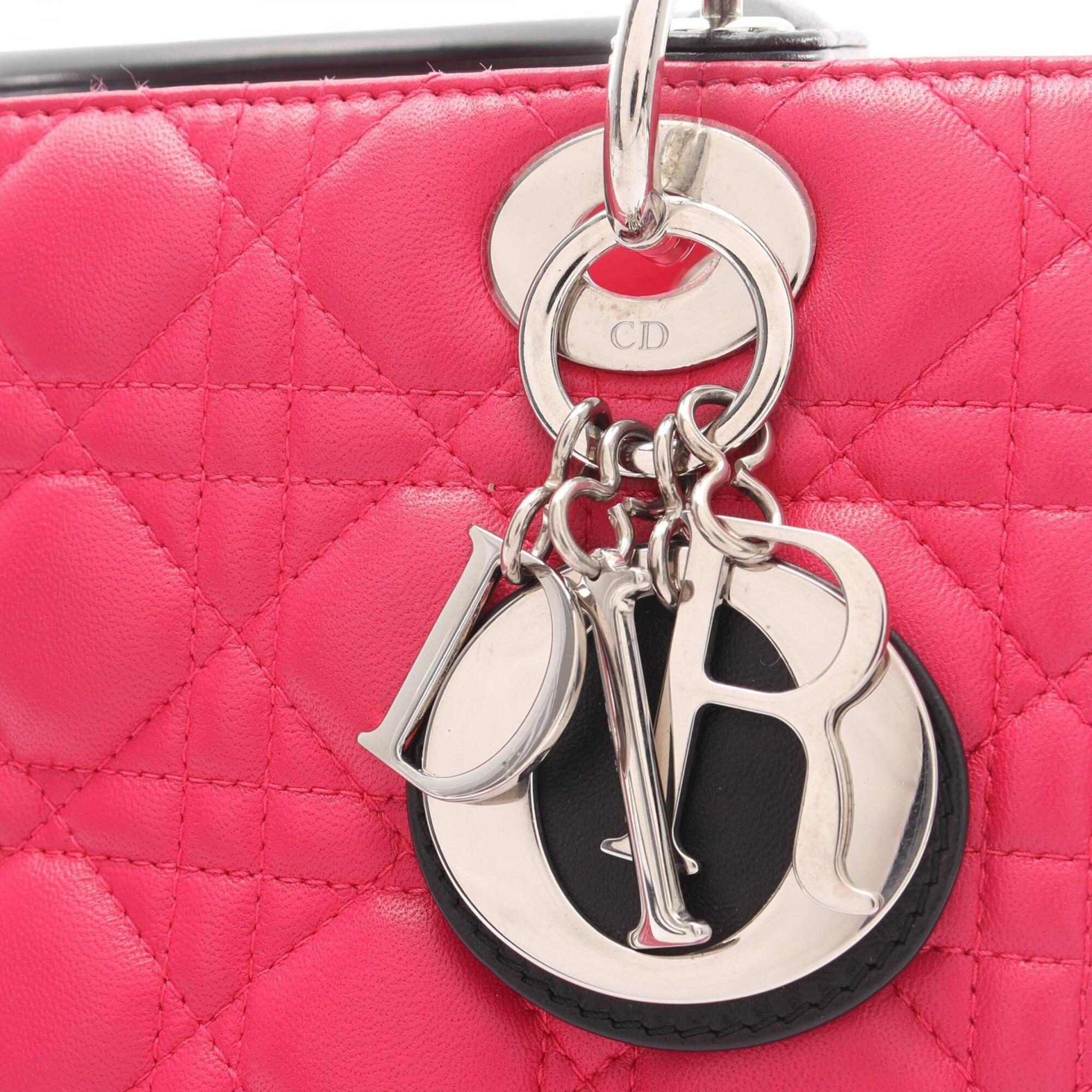 Christian Dior Black Pink Purple Leather Handbag (Pre-Owned)