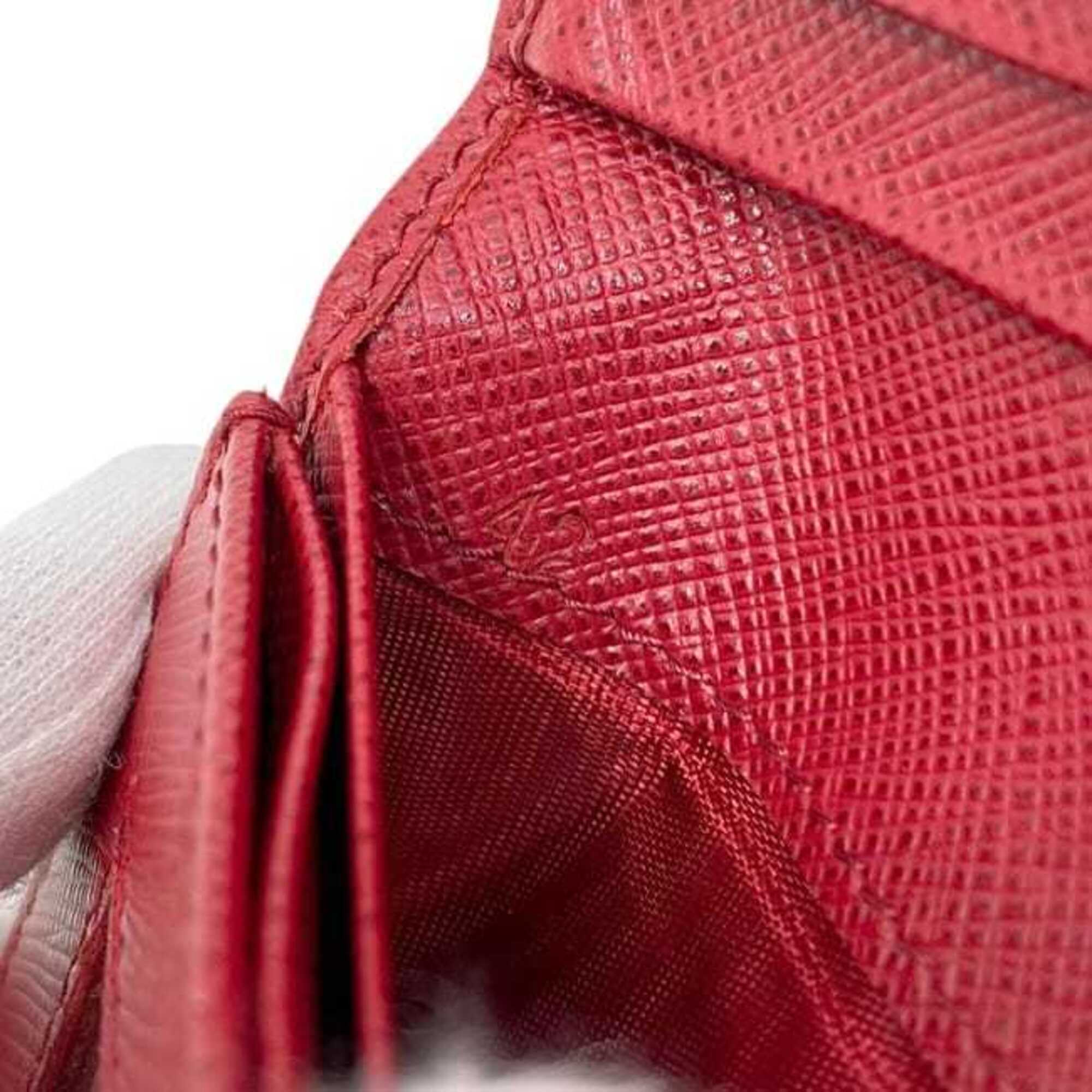 Prada Saffiano Red Color Saffiano Wallet (Bi-Fold) (Pre-Owned)