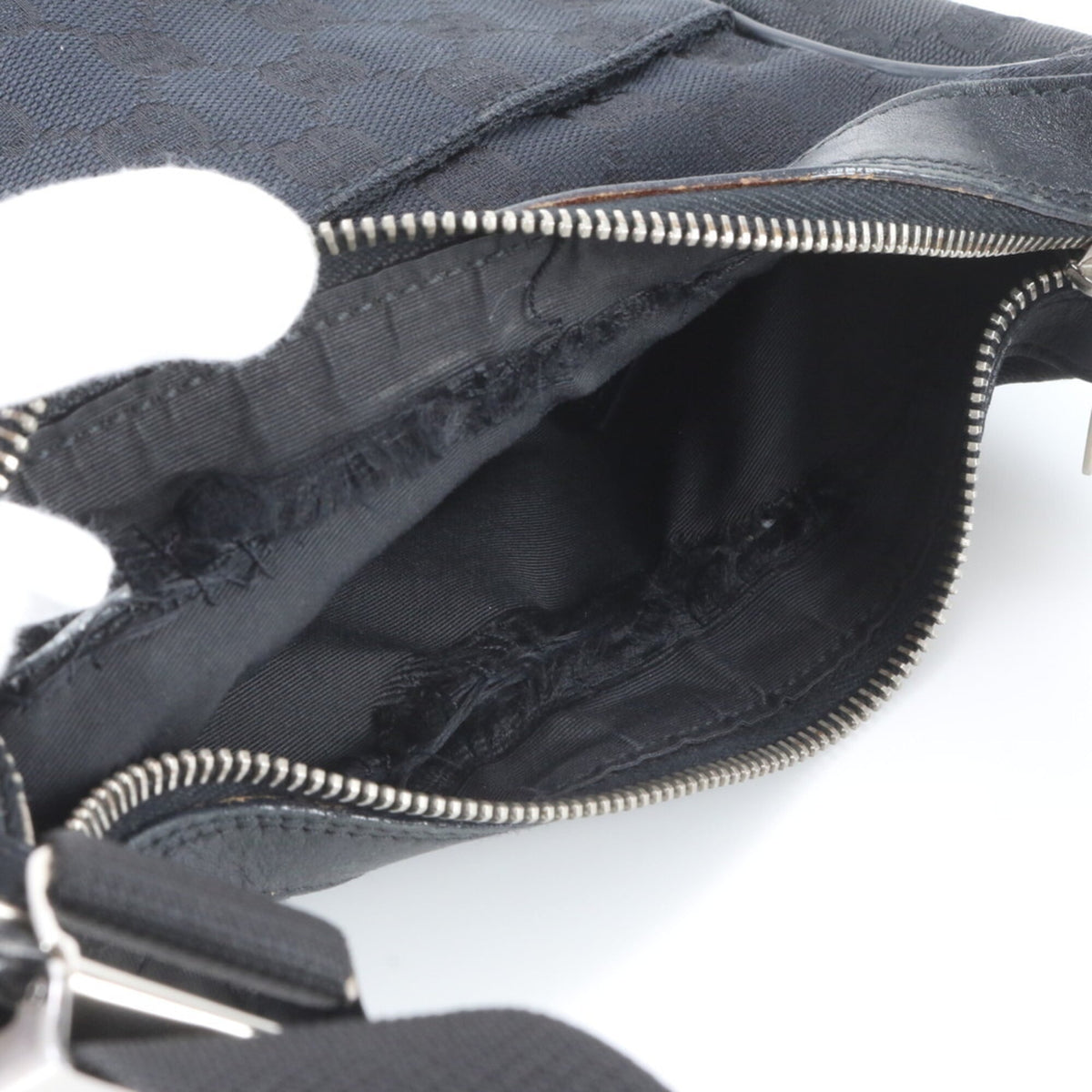 Gucci Black Leather Canvas Handbag Shoulder Bag (Pre-Owned)