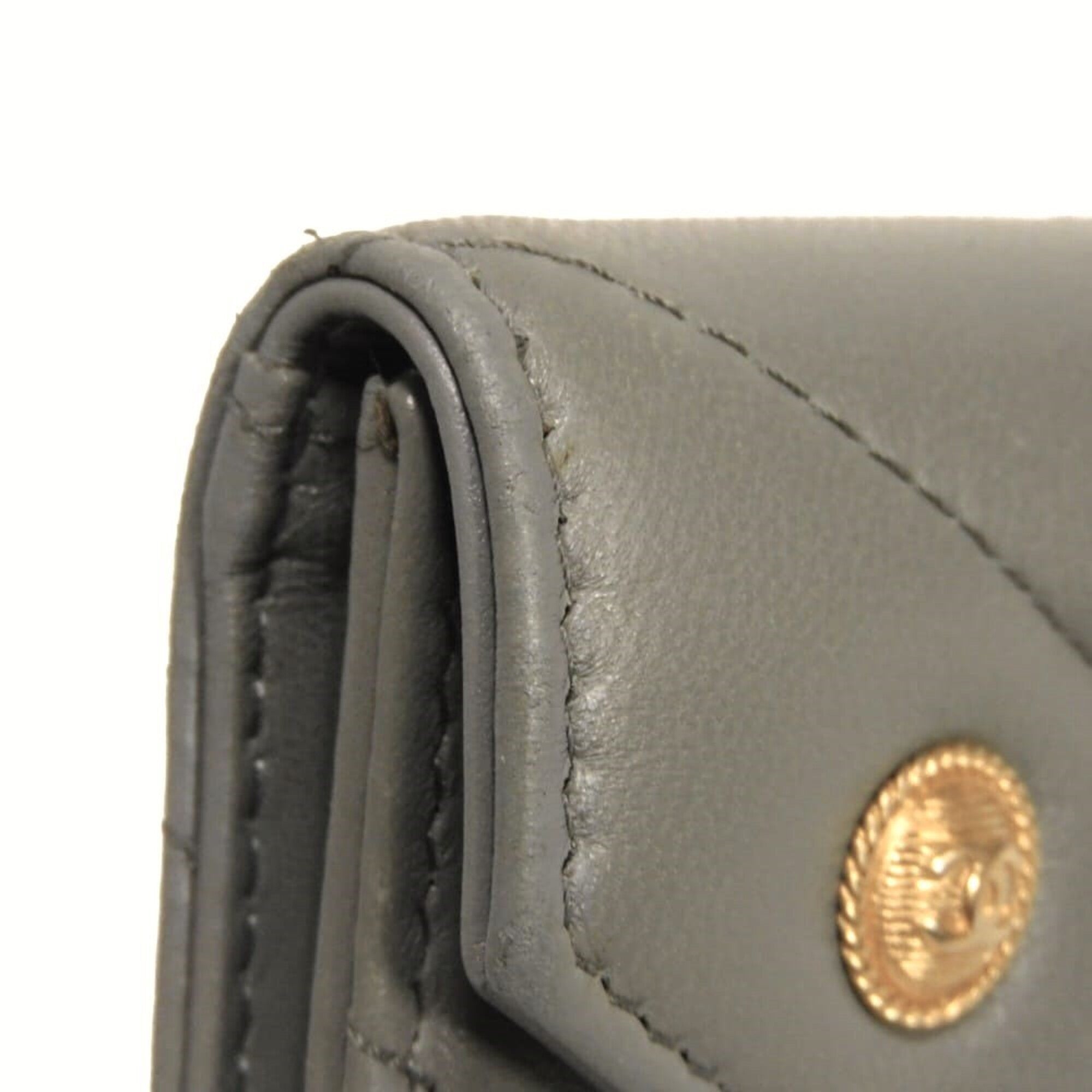 Chanel Gray Leather Wallet (Bi-Fold) (Pre-Owned)
