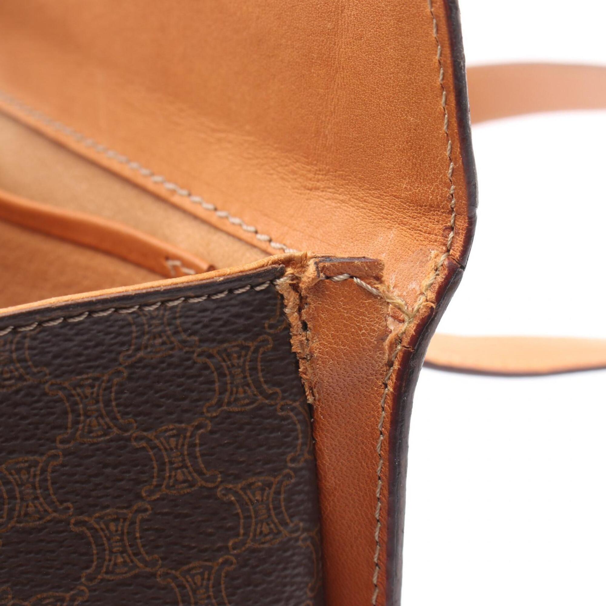 Celine Macadam Brown Coated Canvas Handbag (Pre-Owned)