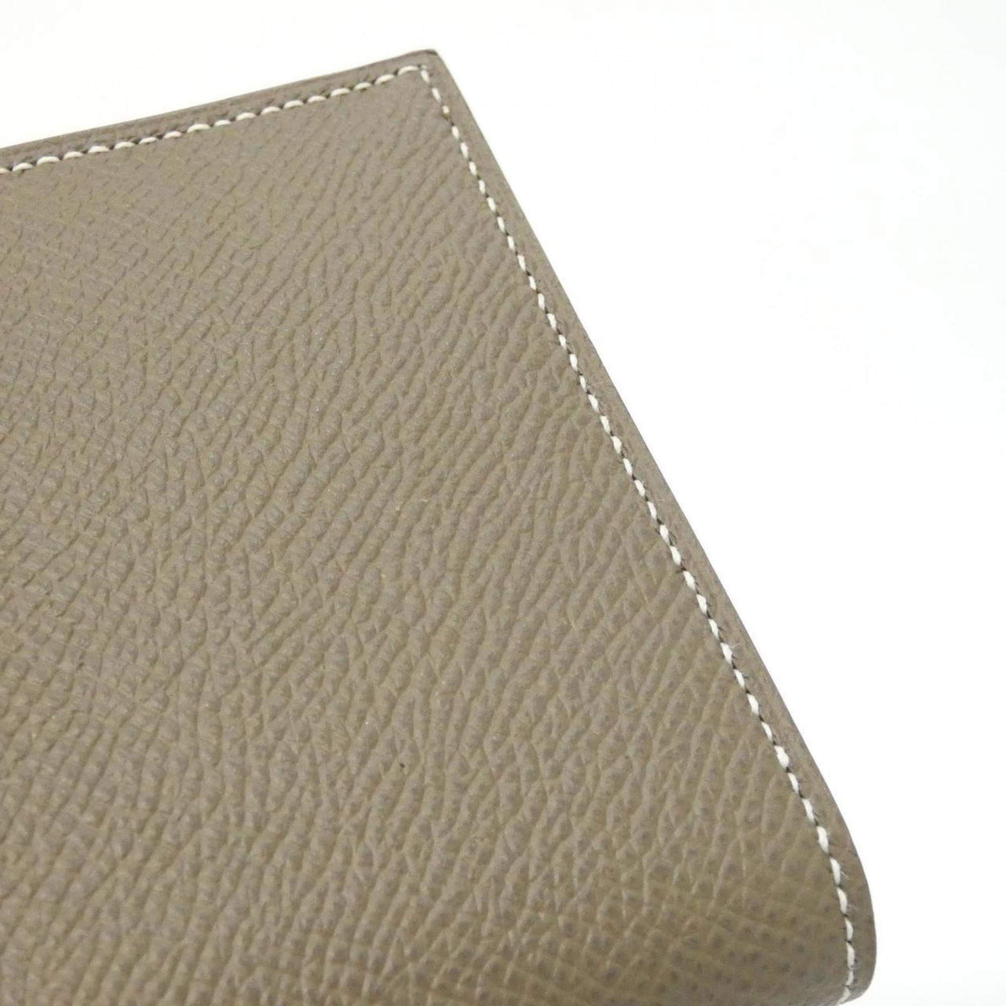 Hermes Etoupe Gray Epsom Leather Long Wallet (Bi-Fold) (Pre-Owned)
