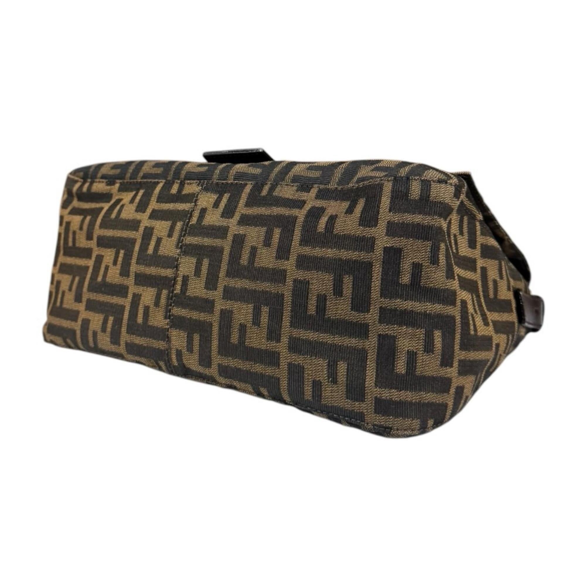 Fendi Zucca Brown Canvas Shoulder Bag (Pre-Owned)