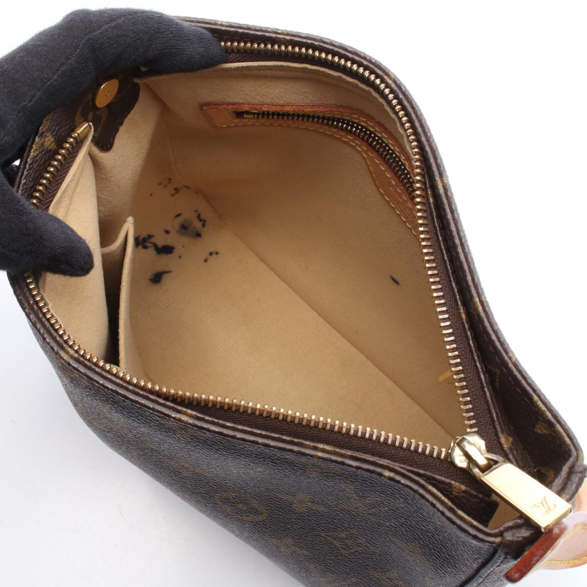 Louis Vuitton Brown Coated Canvas Leather Handbag Shoulder Bag (Pre-Owned)