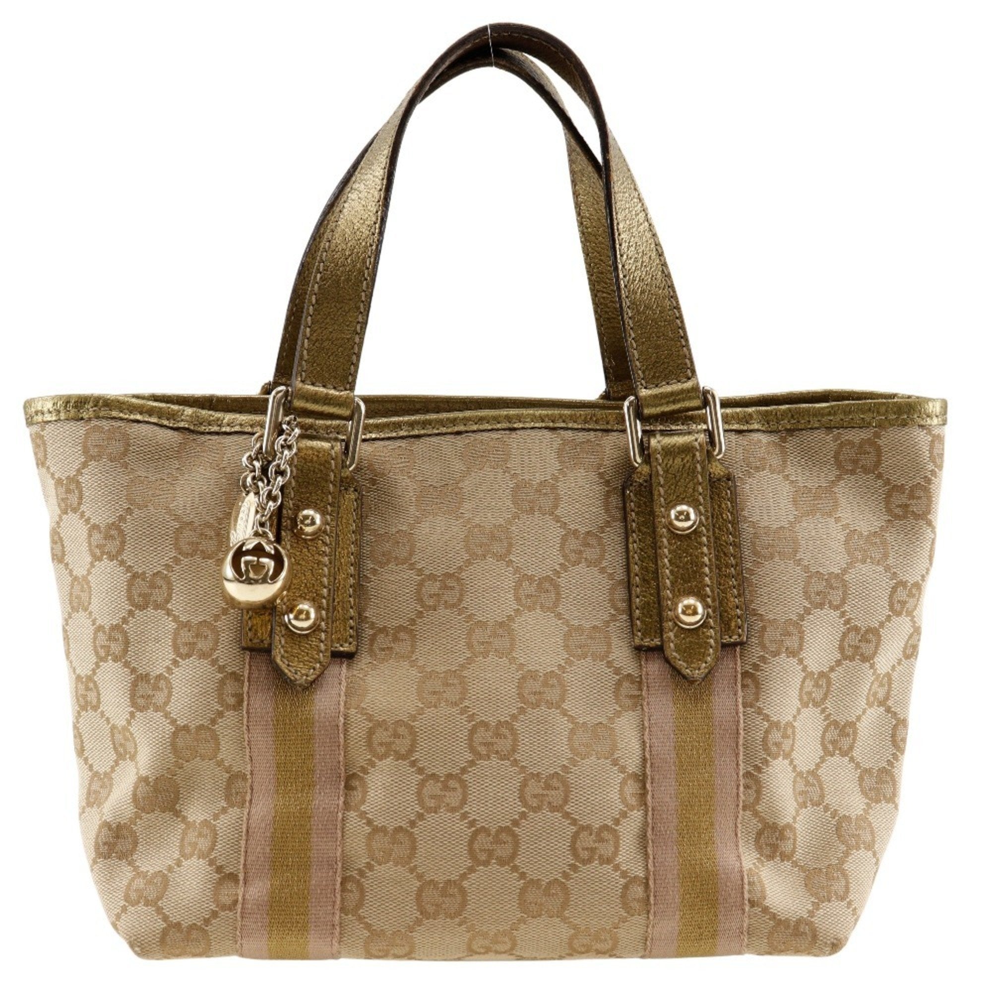 Gucci Brown Gg Canvas Leather Handbag (Pre-Owned)