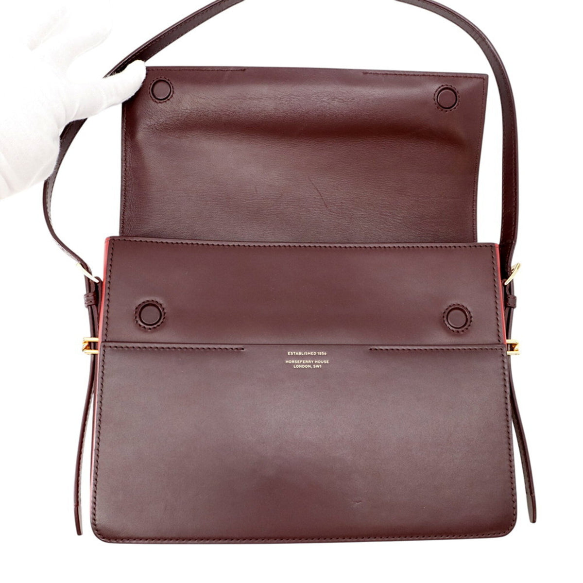 Burberry Bordeaux Red Color Leather Shoulder Bag (Pre-Owned)