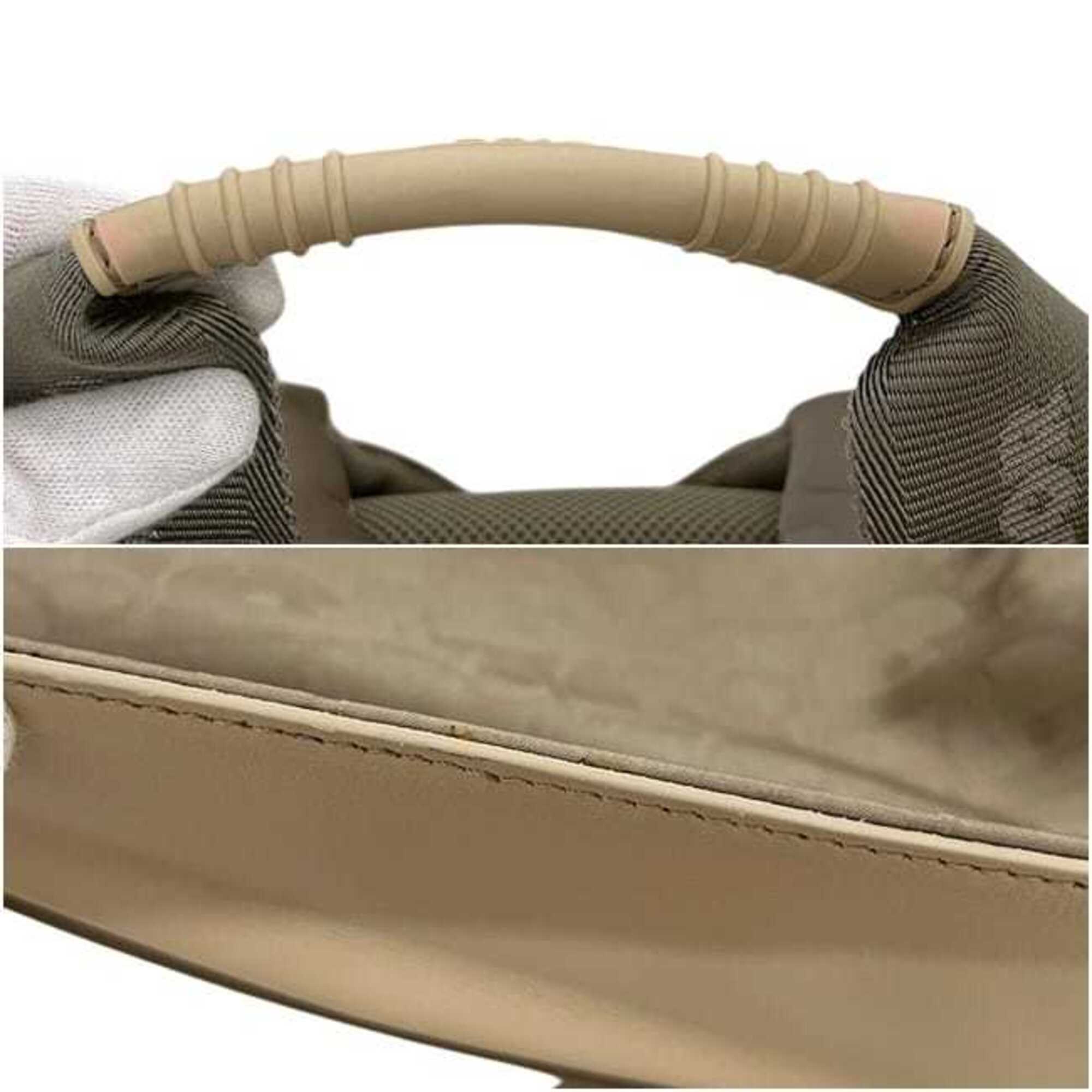 Christian Dior Beige Khaki Nylon Rubber Leather Backpack (Pre-Owned)