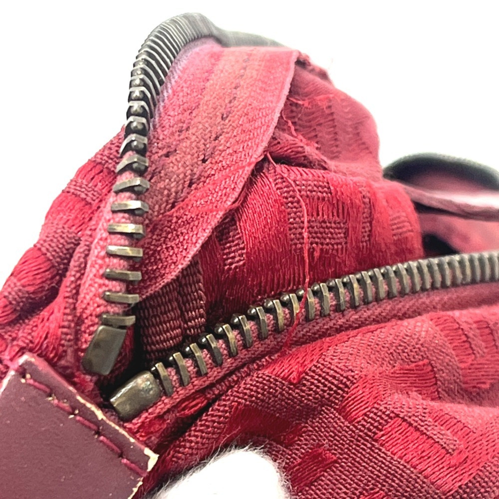 Fendi Red Color Canvas Handbag (Pre-Owned)