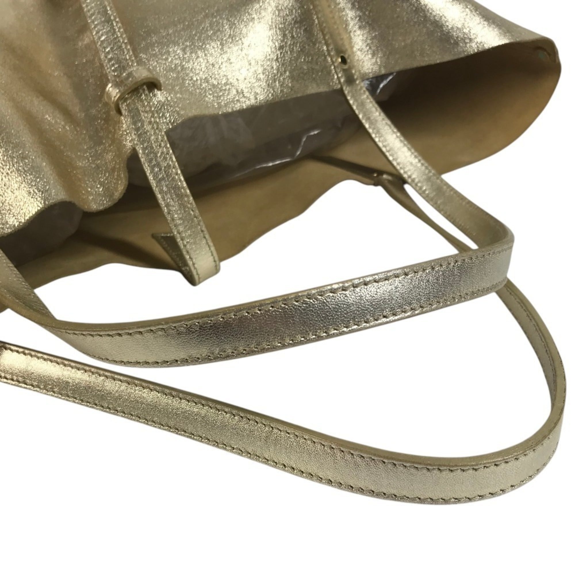 Tiffany Gold Leather Handbag Pouch Shoulder Bag Tote Bag (Pre-Owned)