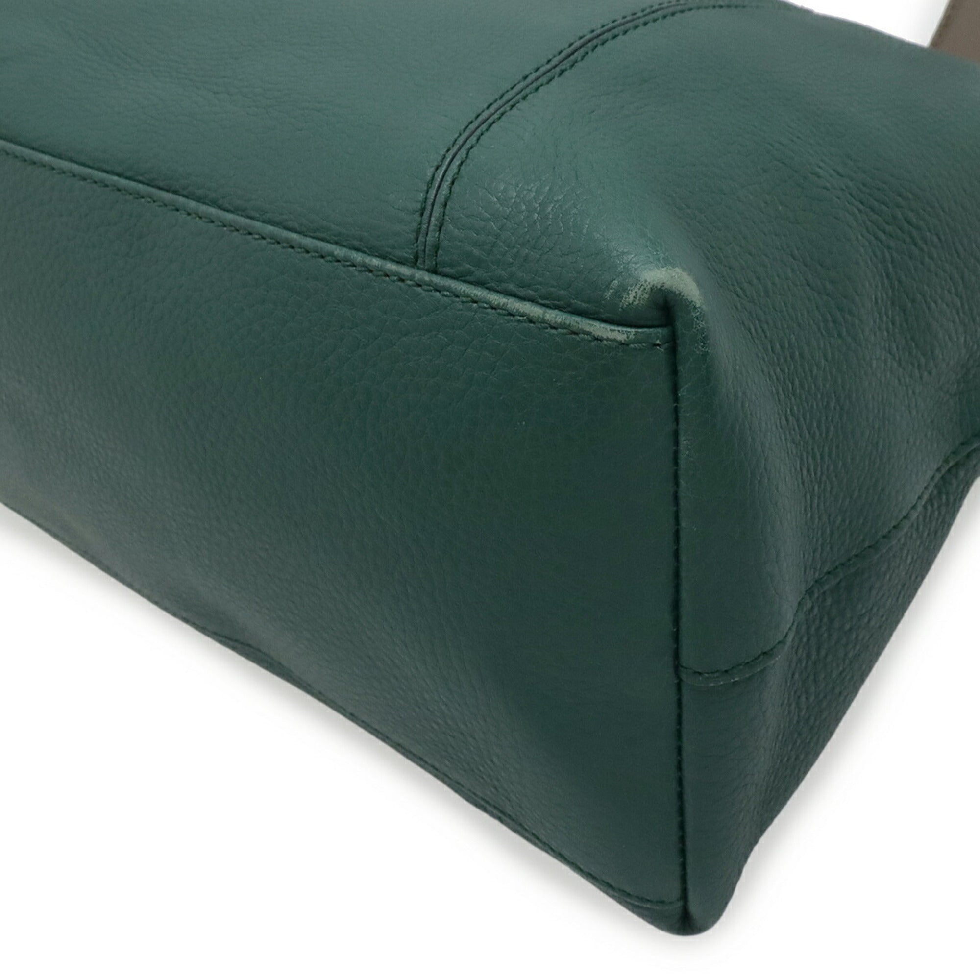 Bvlgari Brown Green Leather Shoulder Bag Tote Bag (Pre-Owned)