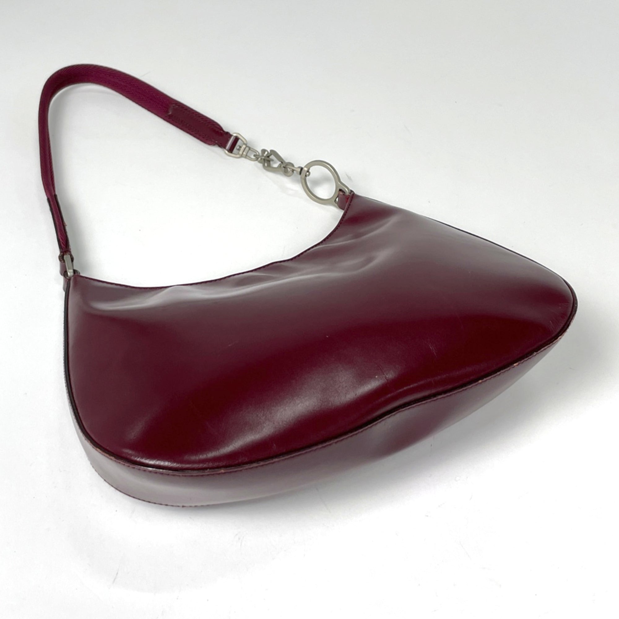 Prada Bordeaux Leather Shoulder Bag (Pre-Owned)