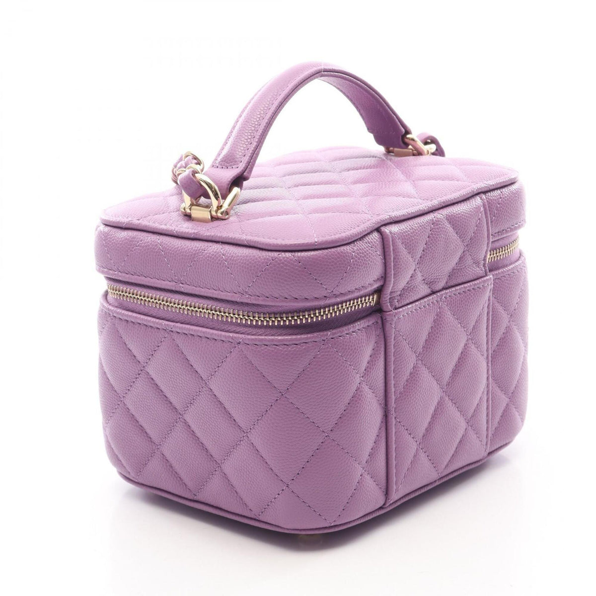 Chanel Purple Grained Calfskin Handbag Vanity Bag (Pre-Owned)
