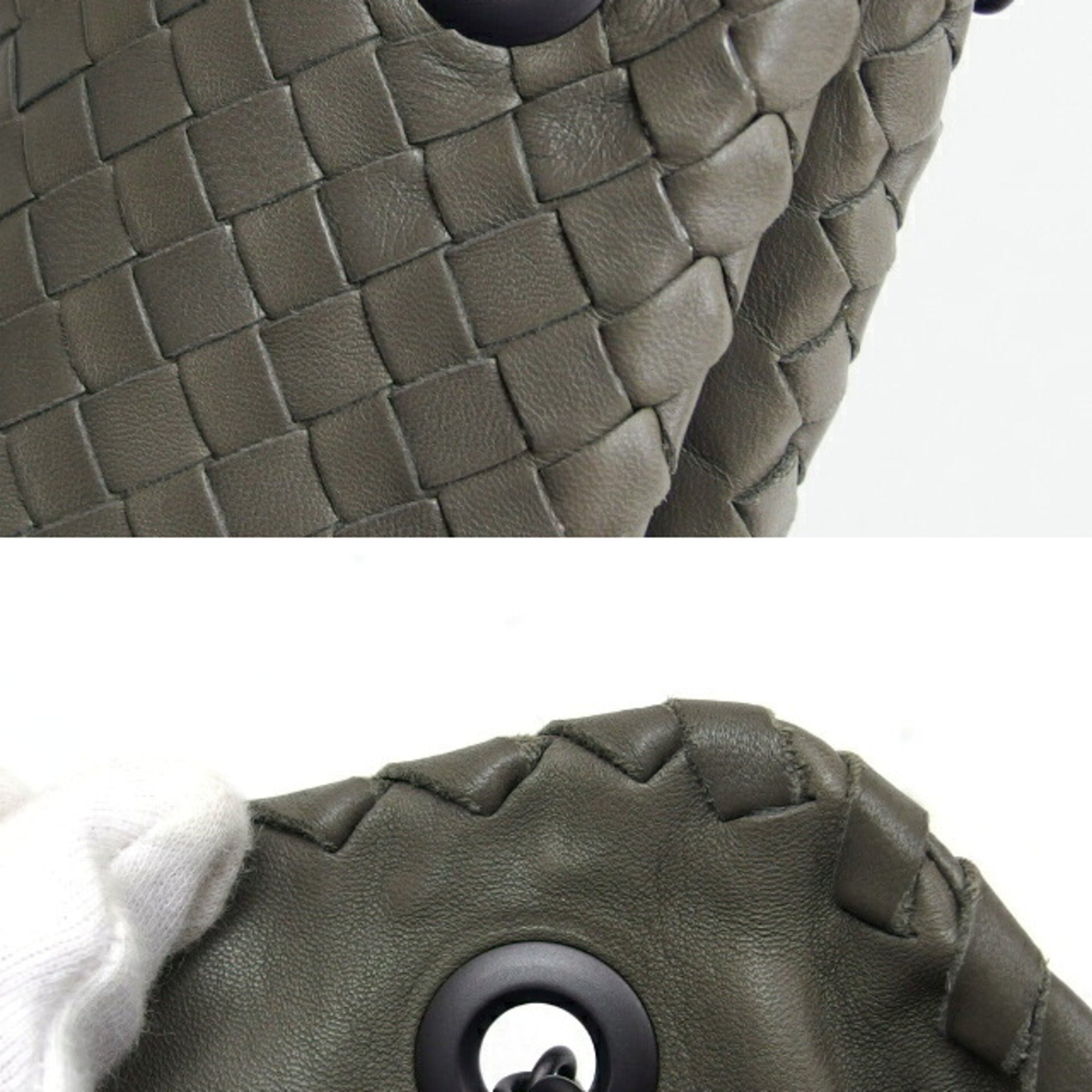 Bottega Veneta Intrecciato Gray Leather Handbag Shoulder Bag (Pre-Owned)