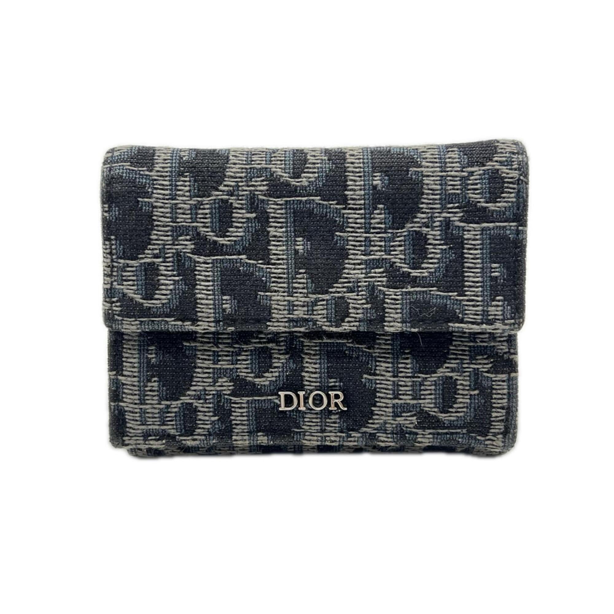 Christian Dior Black Multi-Color Coated Canvas Leather Wallet (Tri-Fold) (Pre-Owned)