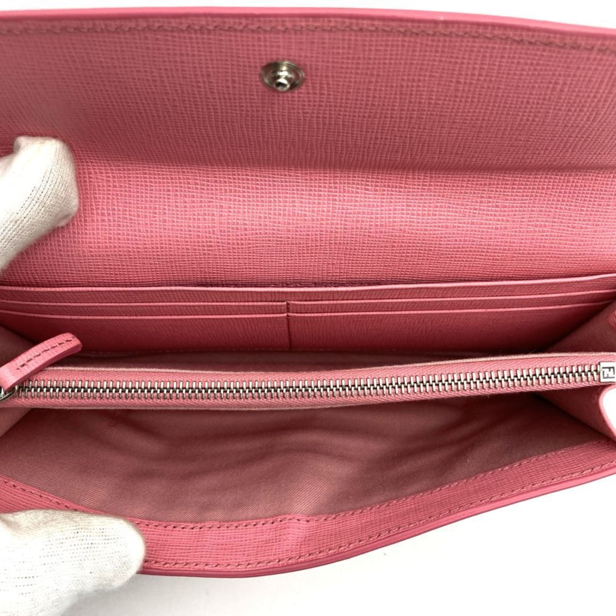 Fendi Pink Leather Long Wallet (Bi-Fold) (Pre-Owned)