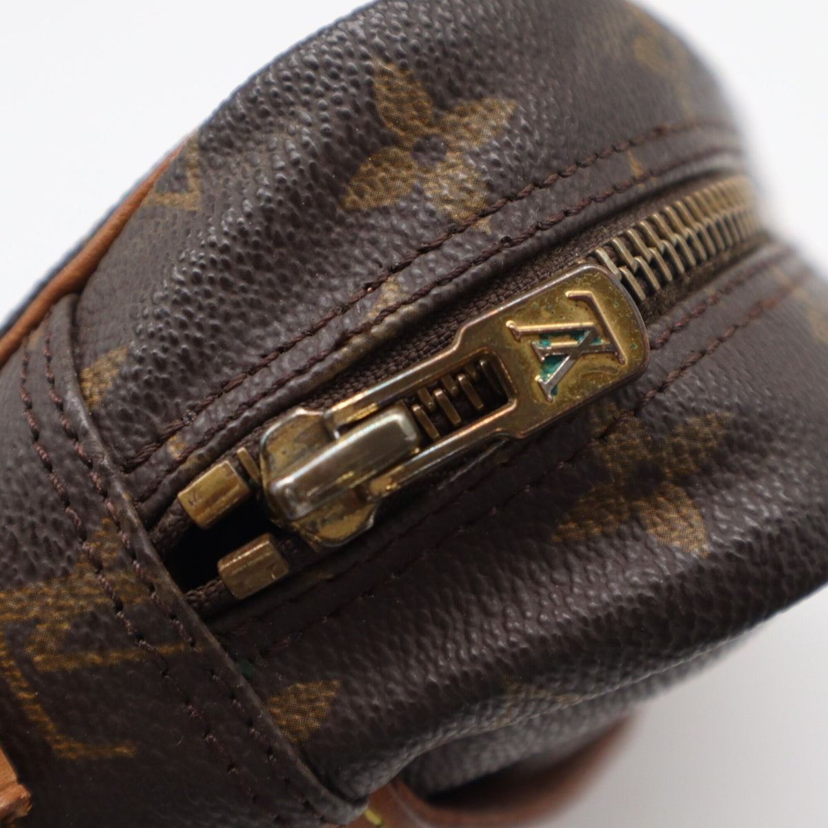 Louis Vuitton Beige Brown Monogram Coated Canvas Leather Shoulder Bag (Pre-Owned)