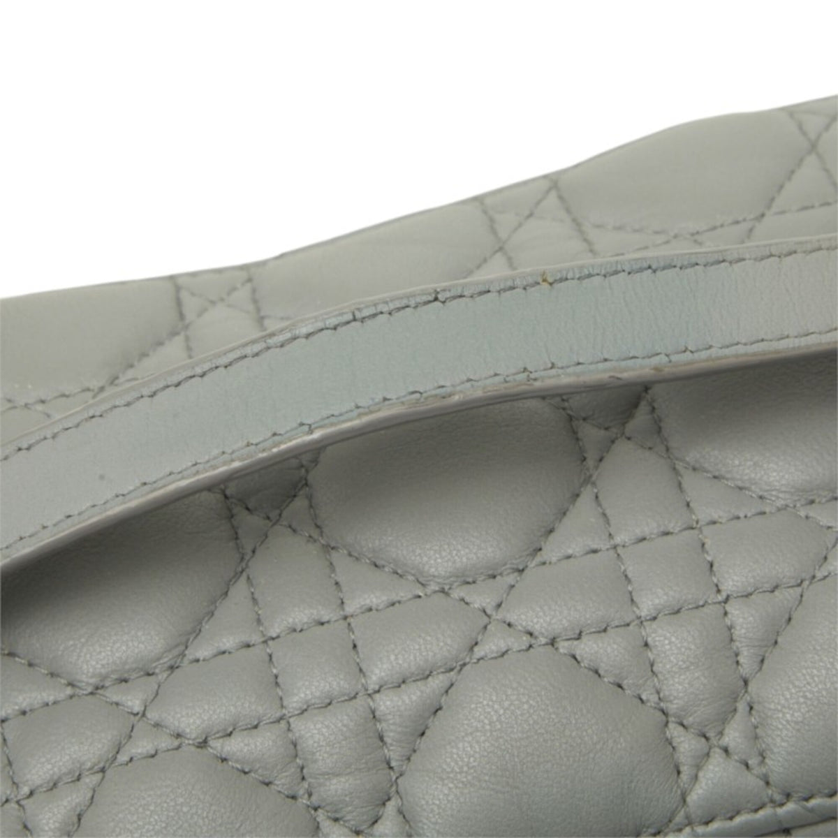 Christian Dior Gray Leather Shoulder Bag Vanity Bag (Pre-Owned)