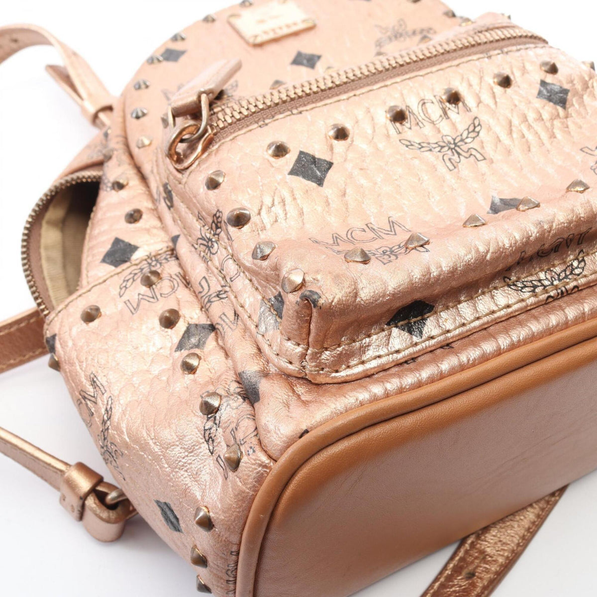 Mcm Gold Leather Backpack Handbag (Pre-Owned)