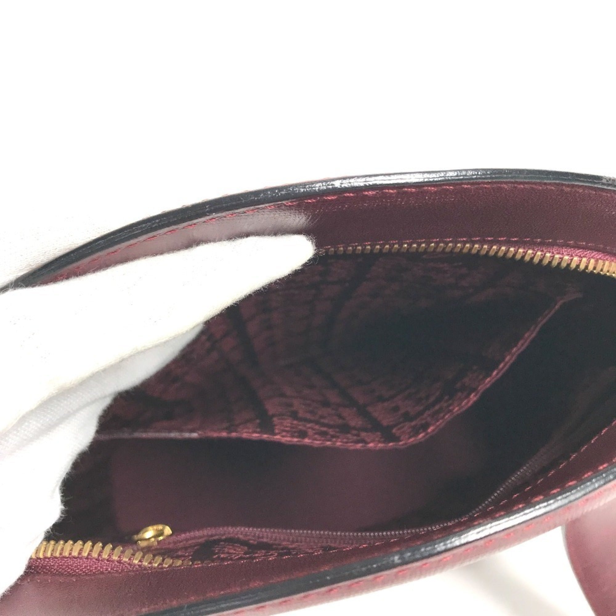 Cartier Bordeaux Leather Handbag Shoulder Bag Tote Bag (Pre-Owned)