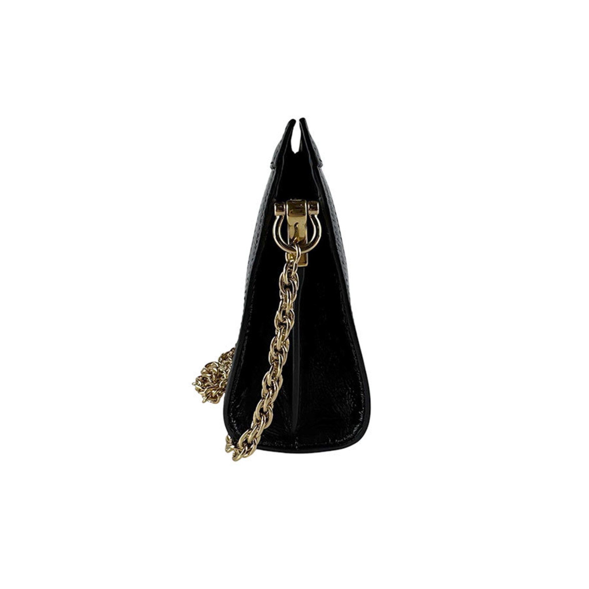 Gucci Black Brown Suede Patent Leather Shoulder Bag (Pre-Owned)