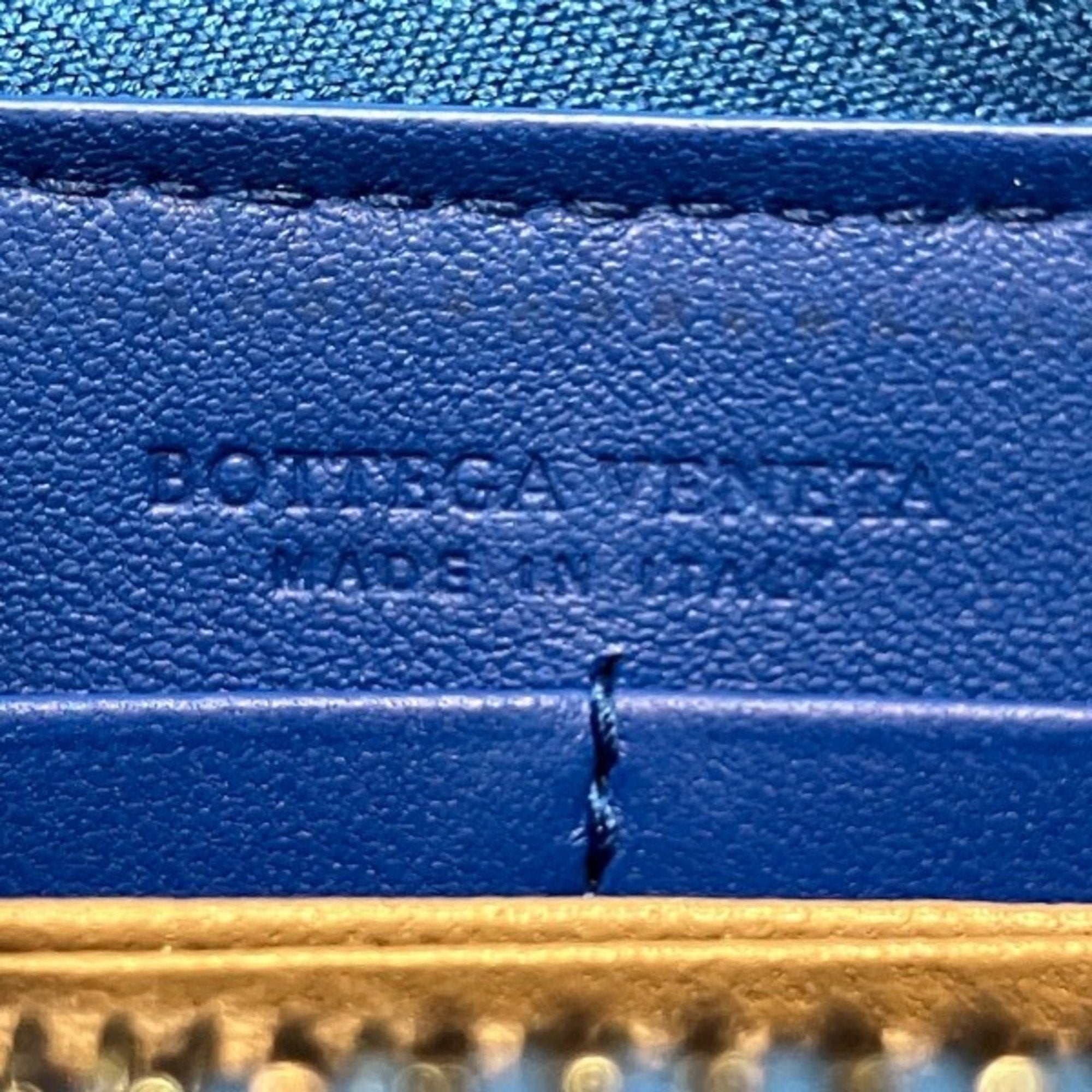 Bottega Veneta Blue Leather Long Wallet (Bi-Fold) (Pre-Owned)