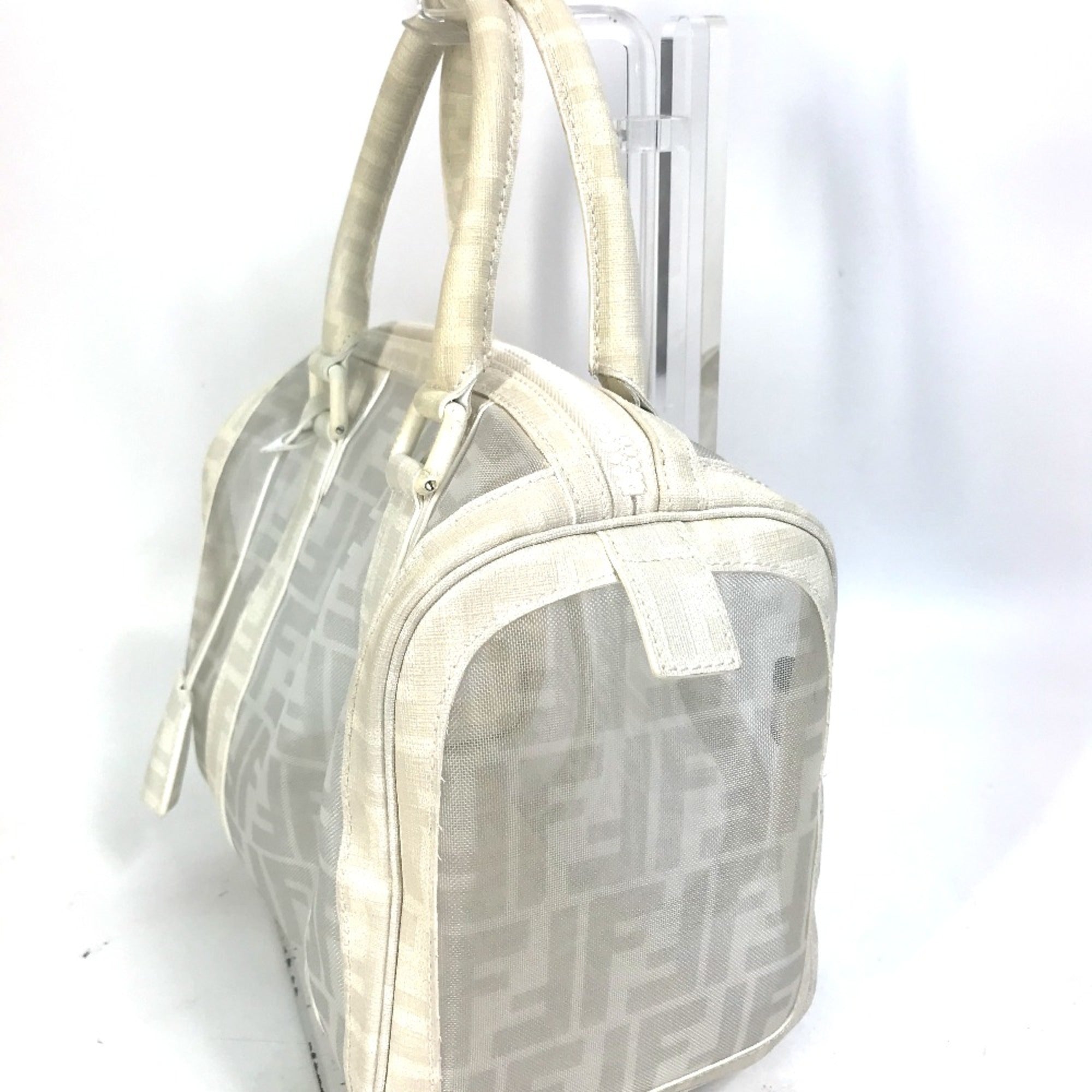 Fendi White Leather Boston Bag (Pre-Owned)