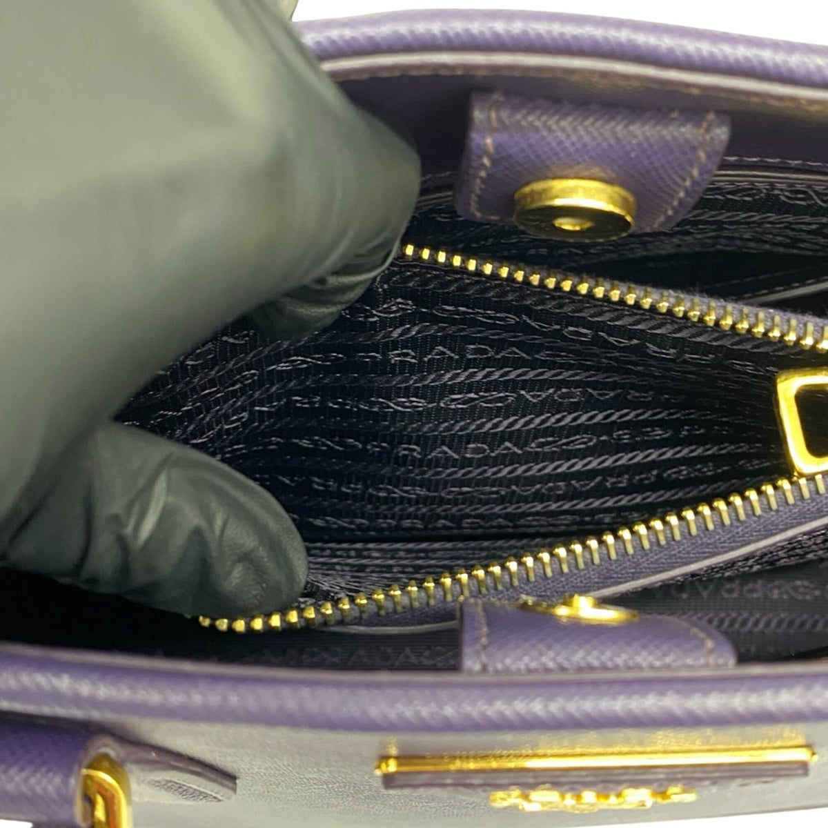 Prada Purple Leather Handbag Shoulder Bag Tote Bag (Pre-Owned)