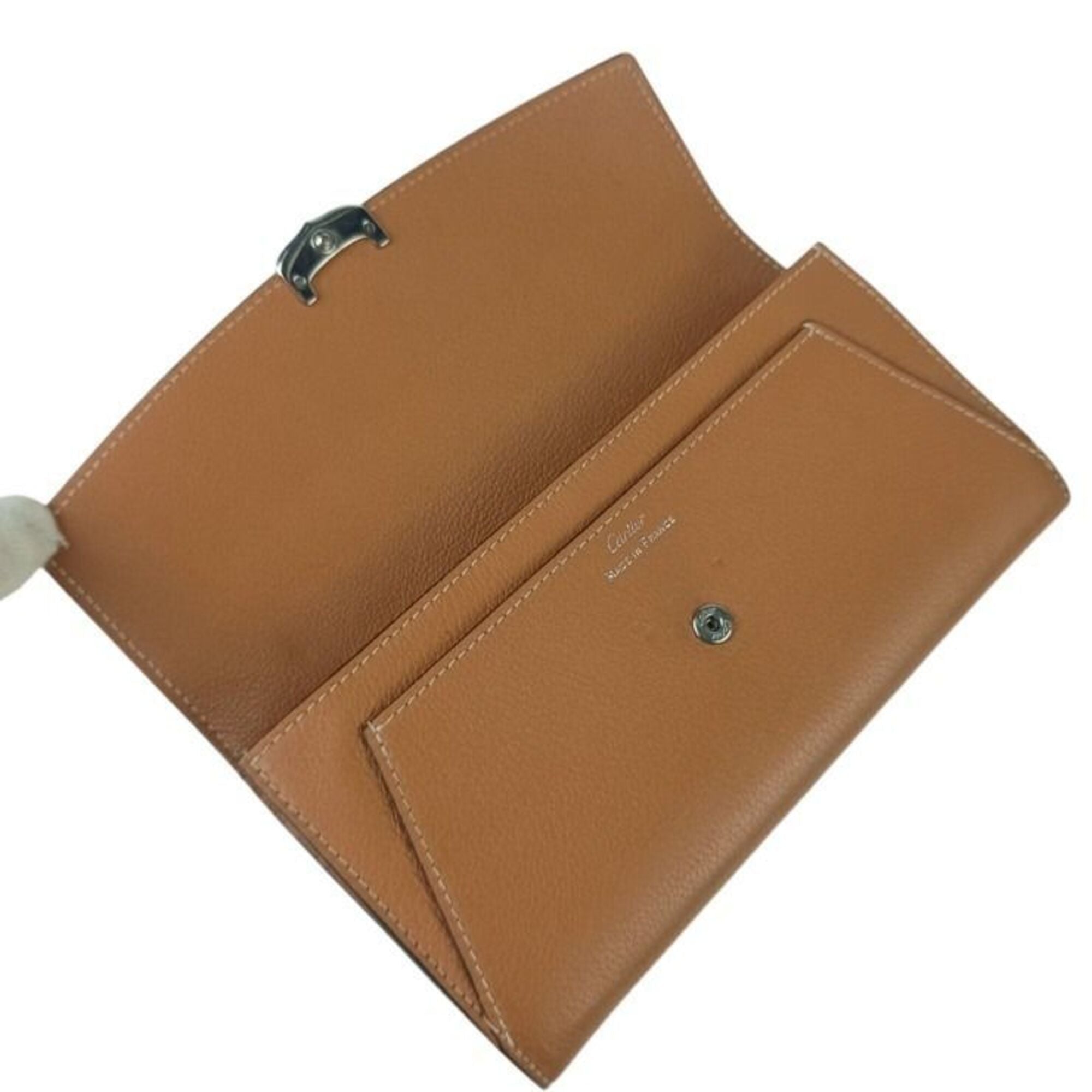 Cartier C De Cartier Brown Leather Long Wallet (Bi-Fold) (Pre-Owned)