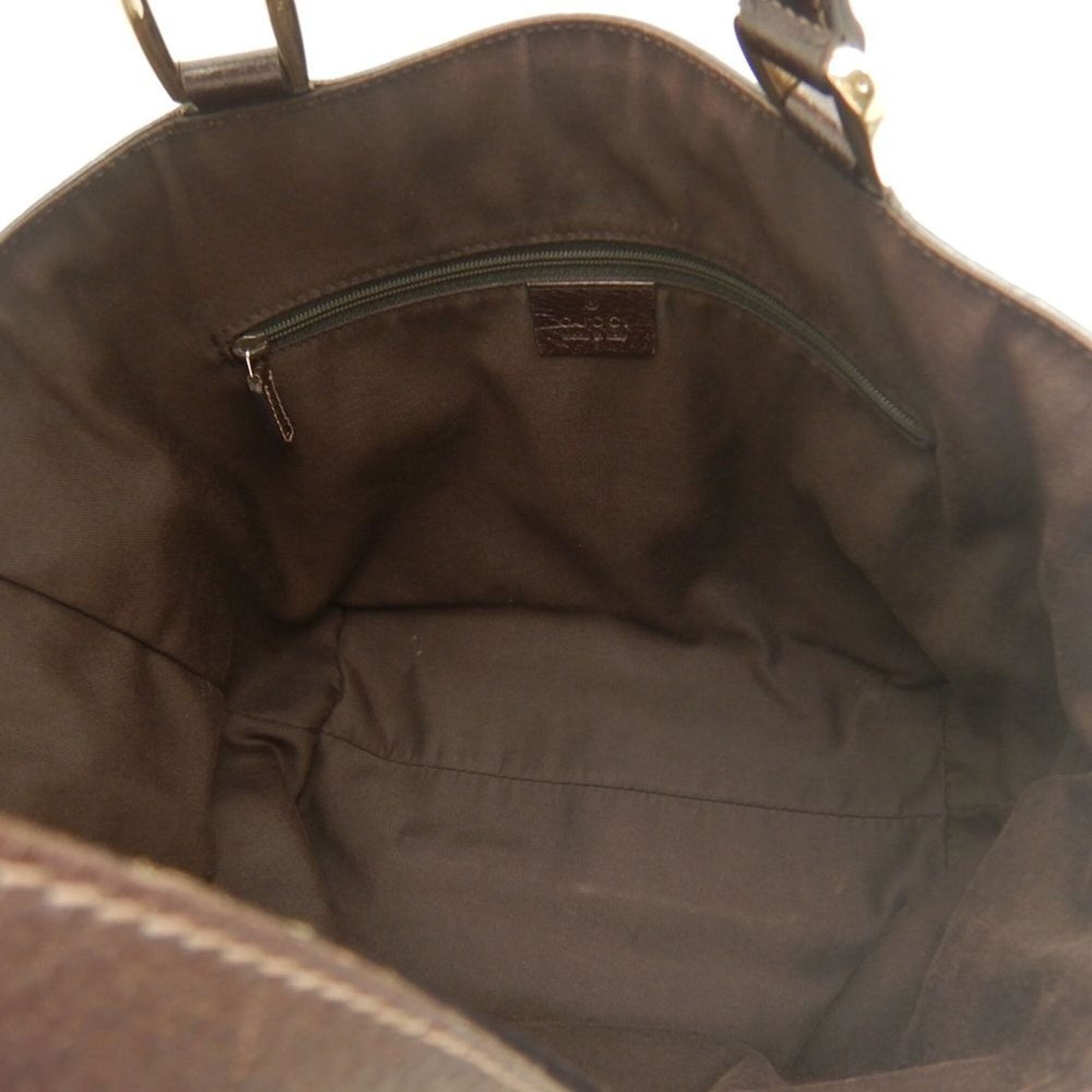 Gucci Abbey Beige Brown Gg Canvas Leather Tote Bag (Pre-Owned)