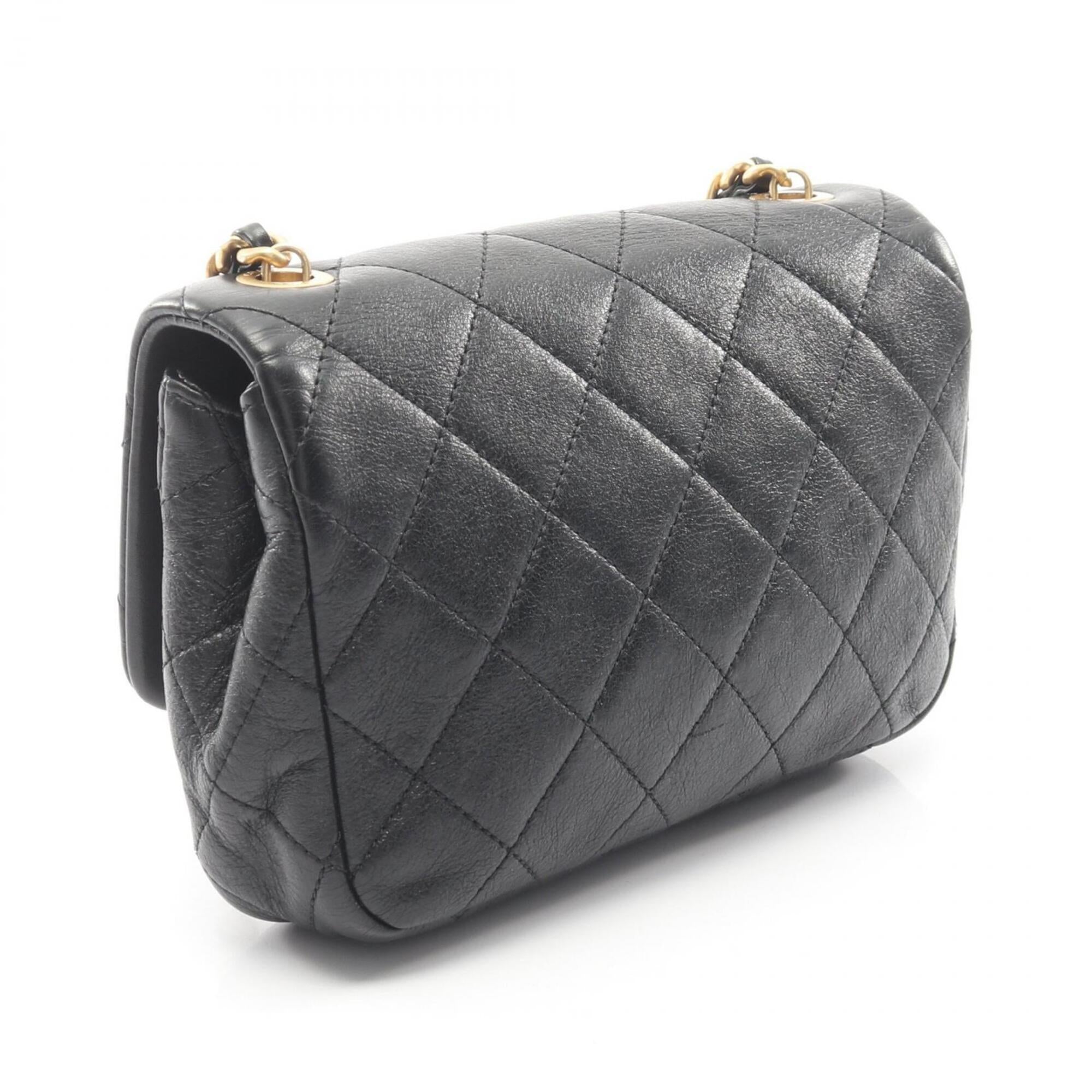 Chanel Black Leather Handbag Shoulder Bag (Pre-Owned)