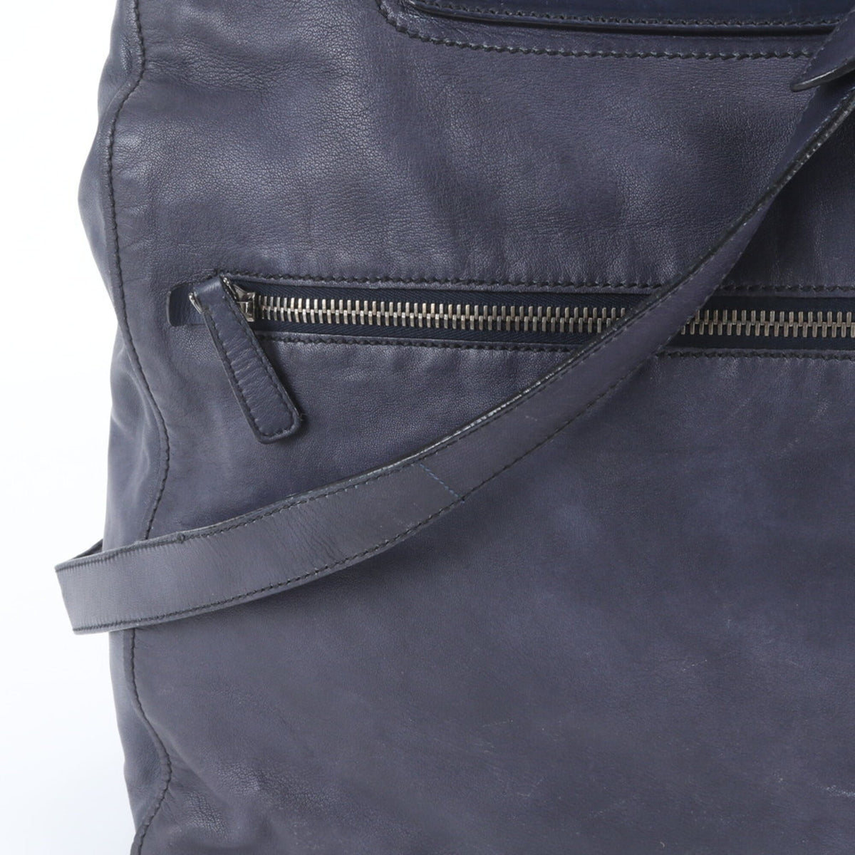 Miu Miu Navy Leather Messenger Bag Shoulder Bag Tote Bag (Pre-Owned)